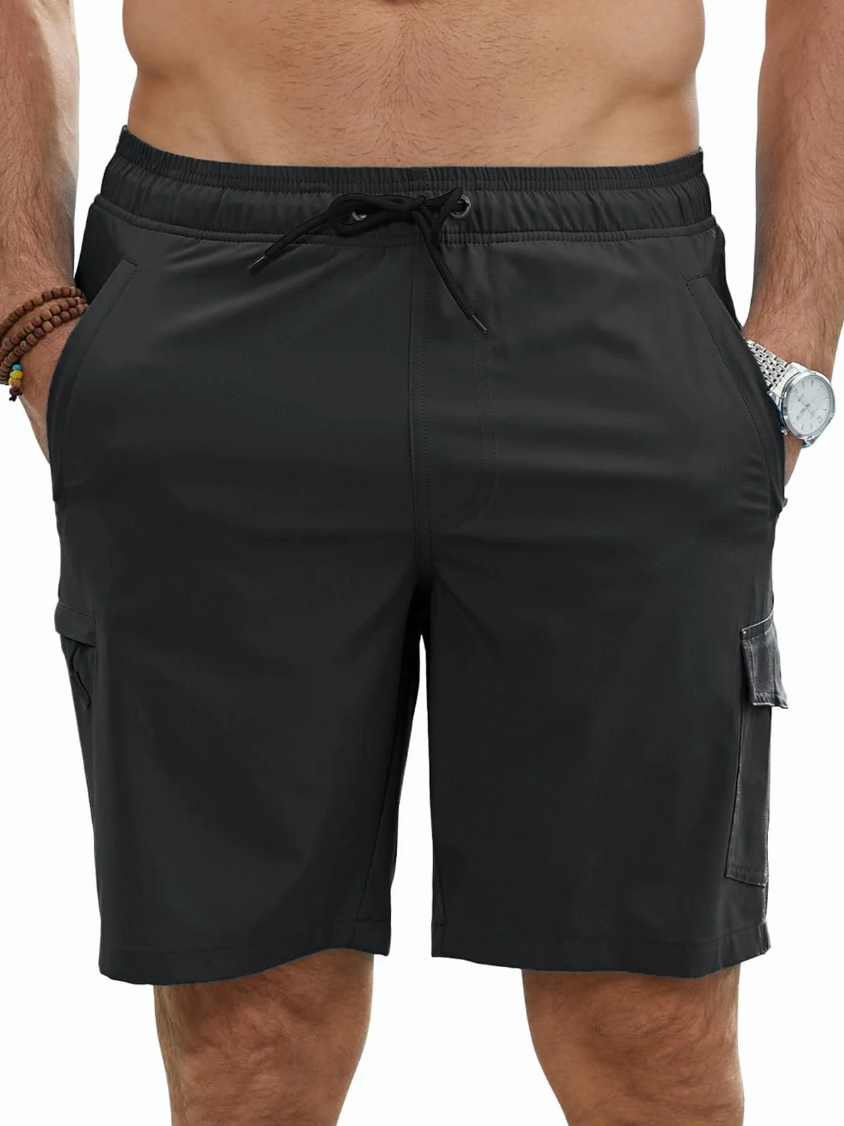 Bañador Hombre Bermuda Corto 2 en 1 Forro de Malla Natación Bañador Antirozaduras Hombre Secado Rápido Bolsillo con Cremallera Playa Impermeable Surf Traje de Bañadores Hombre con Cordón