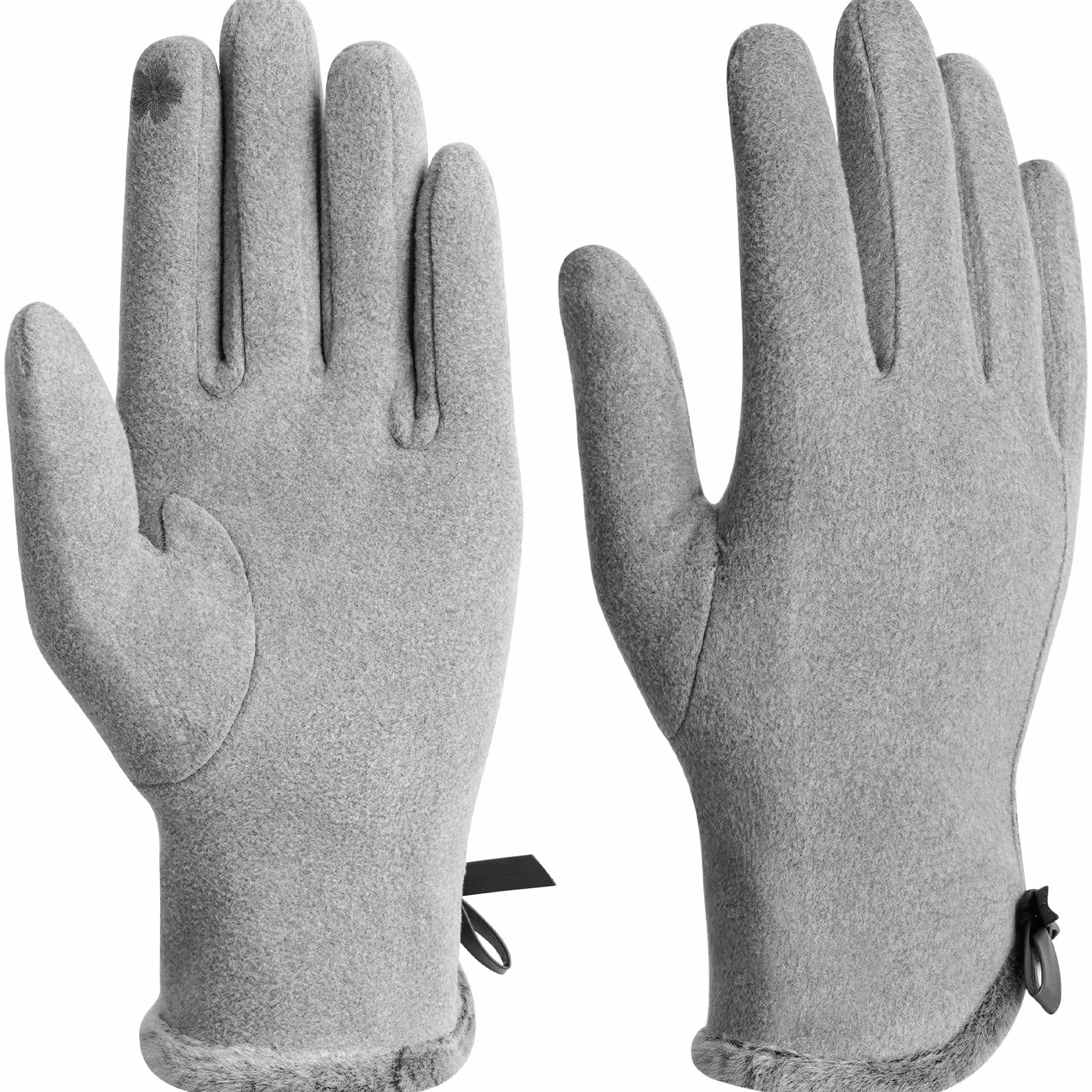 Invierno Mujer Guantes Guantes de invierno Mujer Cuero Pantalla táctil Guantes de gamuza Guantes cálidos, resistentes al viento y elegantes
