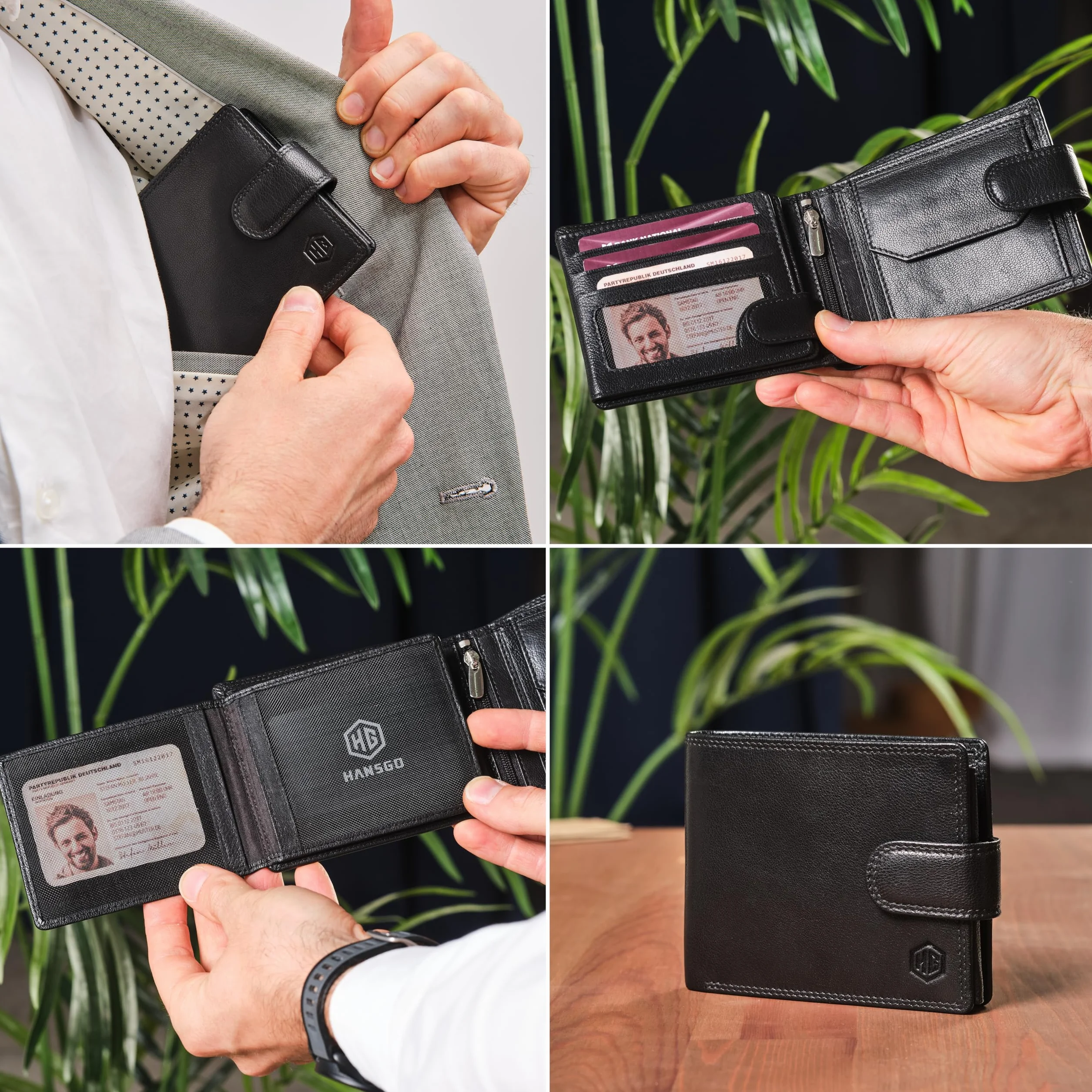 HansGo Carteras para Hombre Piel - Monedero con Estilo - Cartera Hombre Hecha a Mano Cuero Auténtico - Billeteras con RFID - La Cartera Cómoda - Wallets for Men - Regalos Originales.