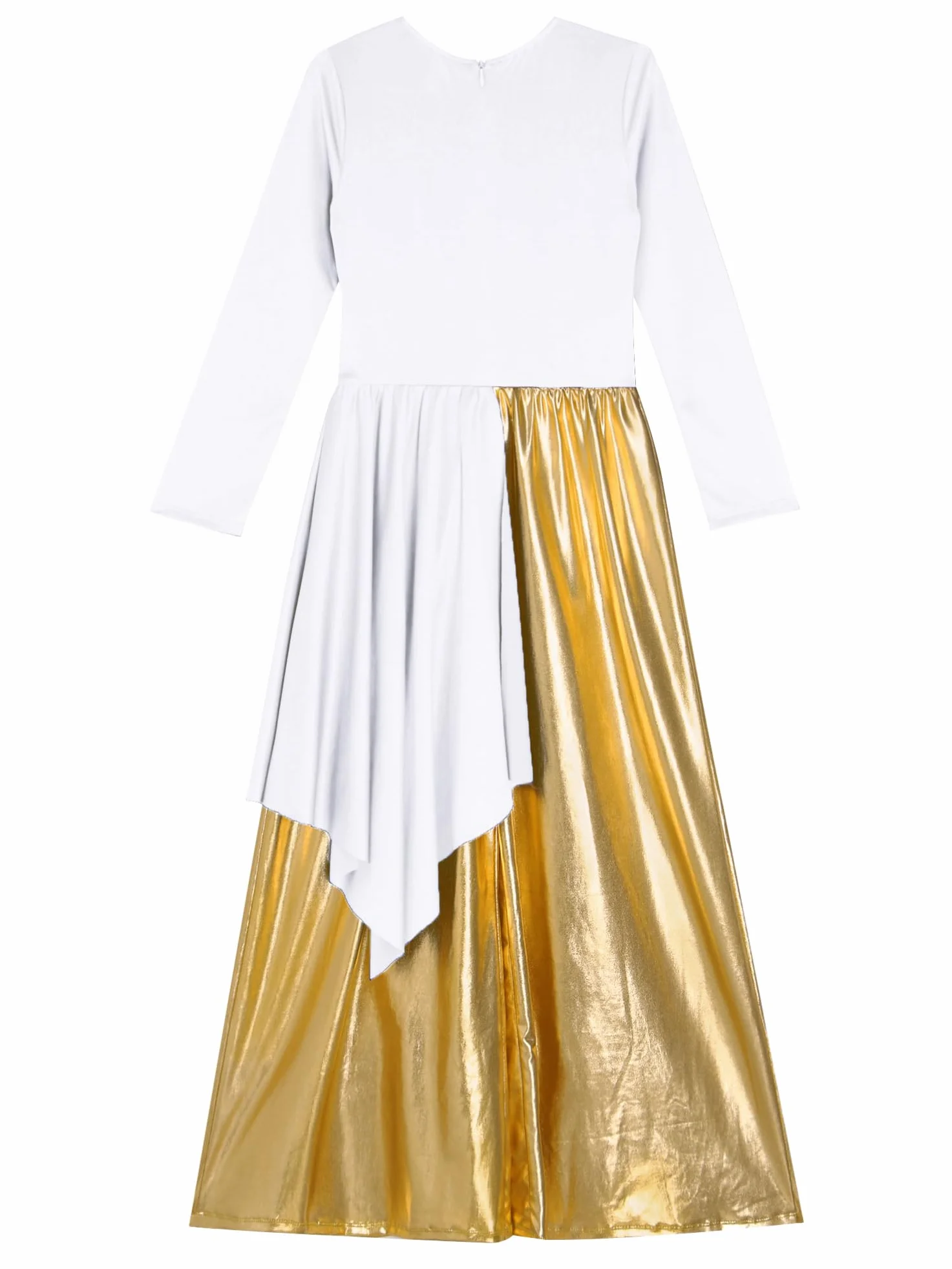 Alvivi Traje de Danza Cristiana de Litúrgica para Niñas Mono Pantalón de Baile con Brillantes Metálicos Traje de Danza Contemporánea Coral Actuación