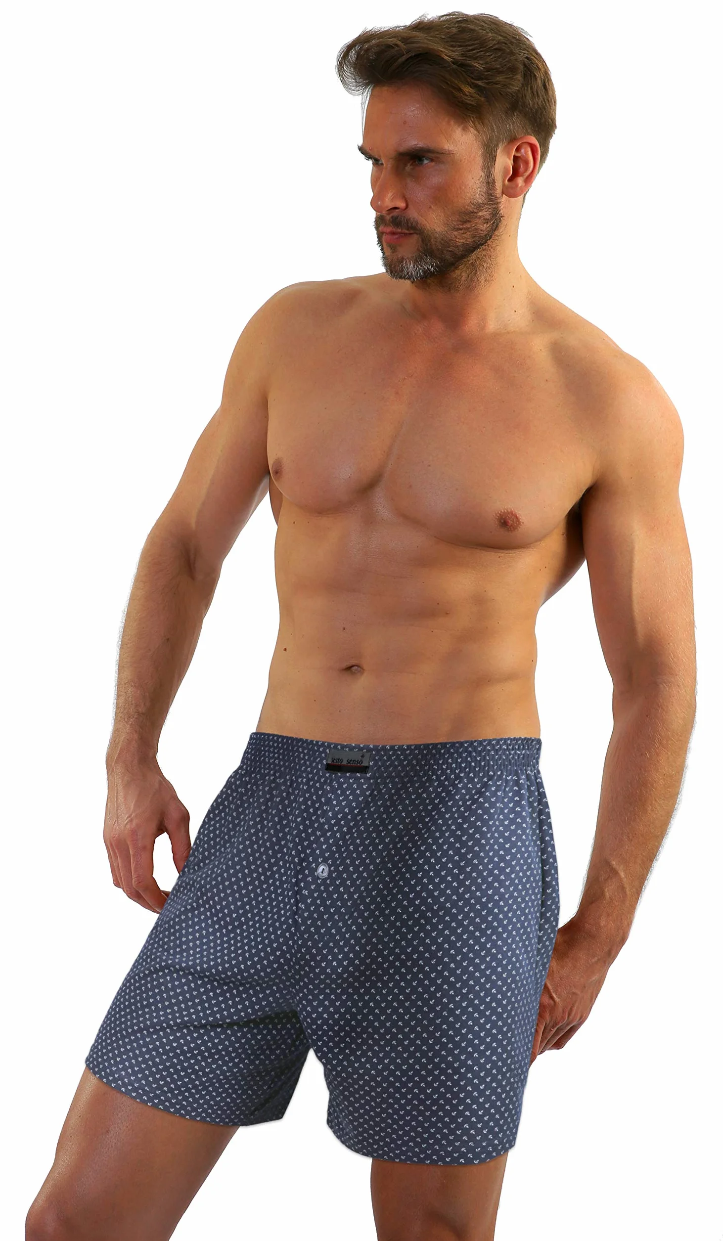 Sesto Senso Pijama Pantalon Corto Hombre Algodón 1-2 Pack Pantalón de Dormir Cuadros o Liso