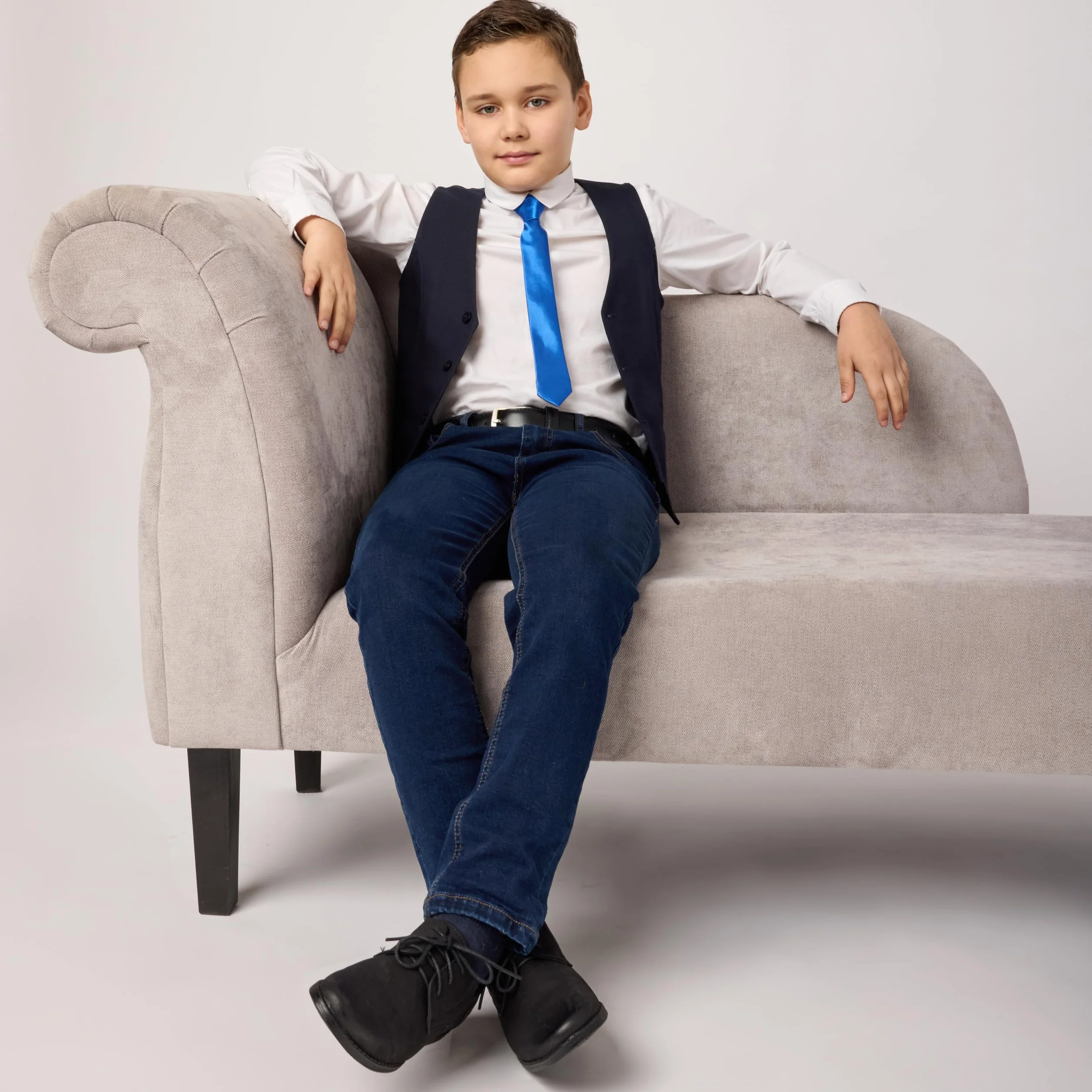 Ladeheid Corbata para niños para chicos - Aspecto elegante brillante, Pre-atada con cierre autoadherente, Perfecta para ocasiones especiales - Corbata de clip estilosa tamaño 31cm x 4cm TKS