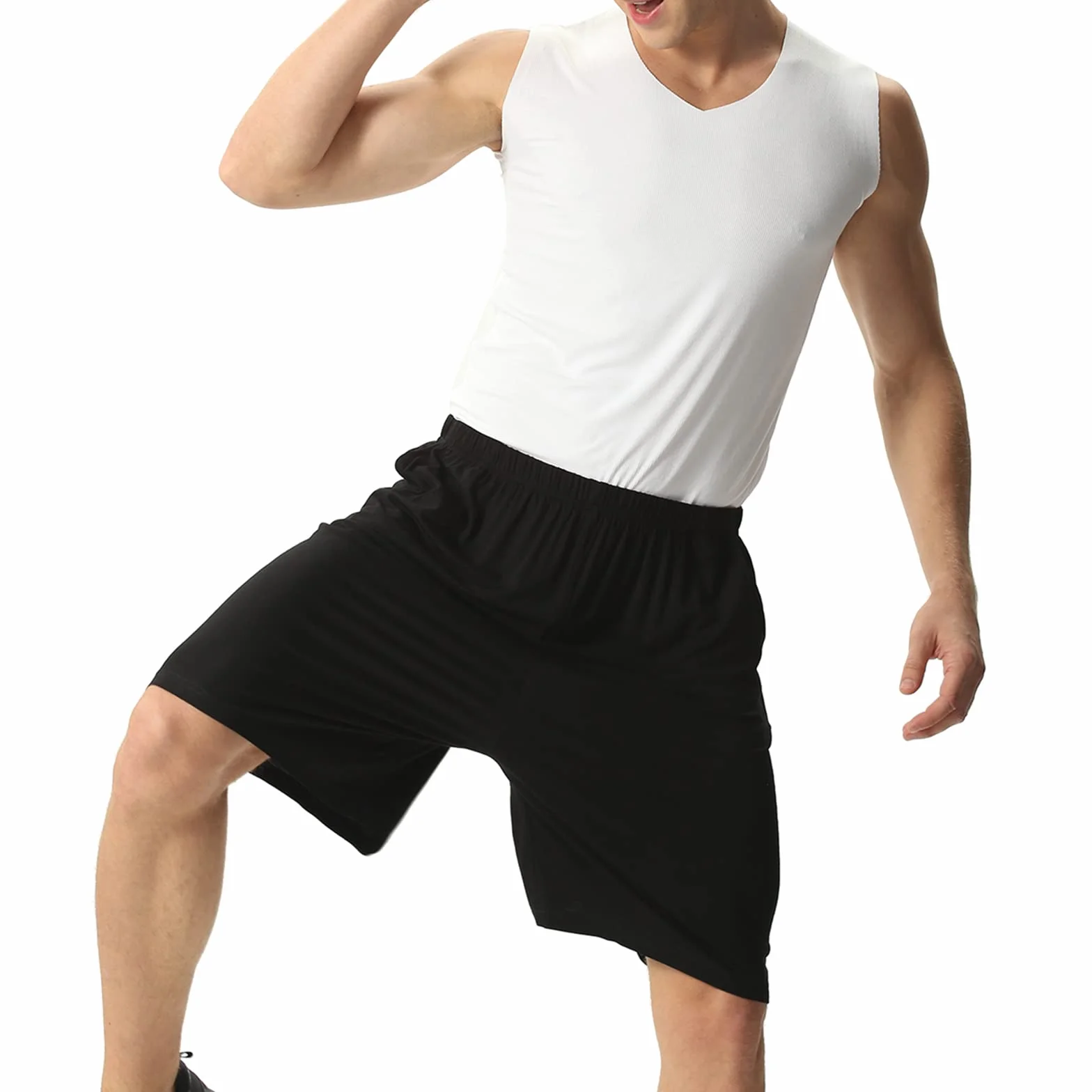 amropi Pantalones Cortos de Pijama para Hombre Cintura Elástica Shorts Deportivos con Bolsillos M-8XL