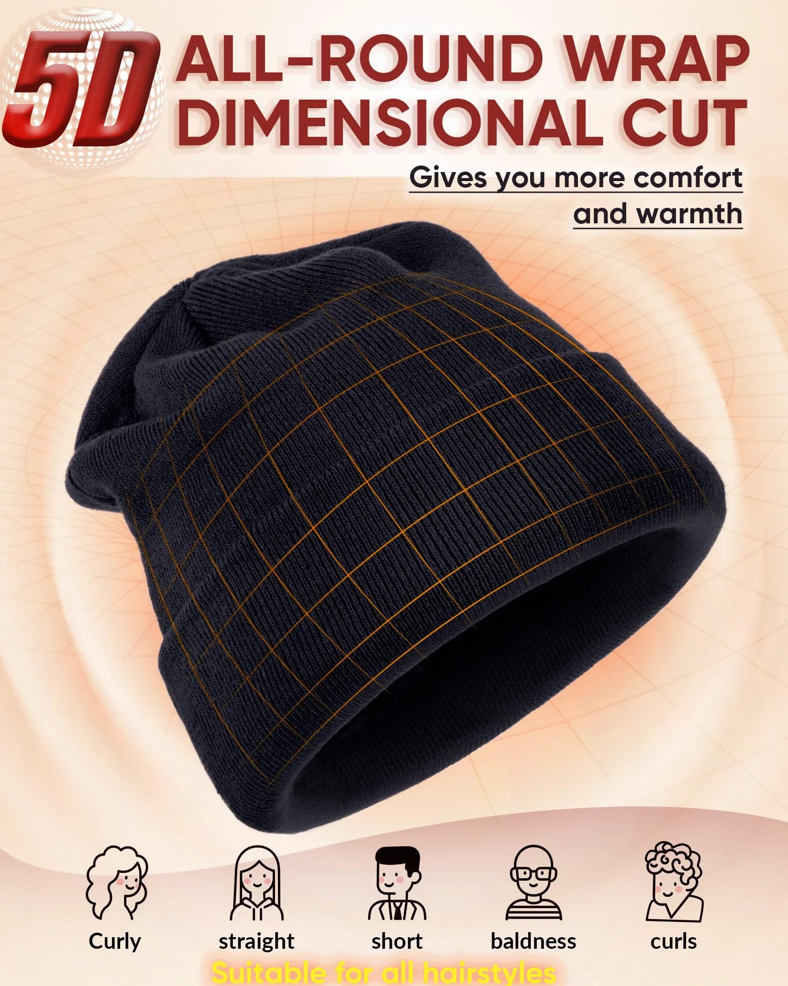 Gorro para hombre y mujer, gorro de invierno cálido, unisex, de punto, antiestático, elástico, talla única, para el frío