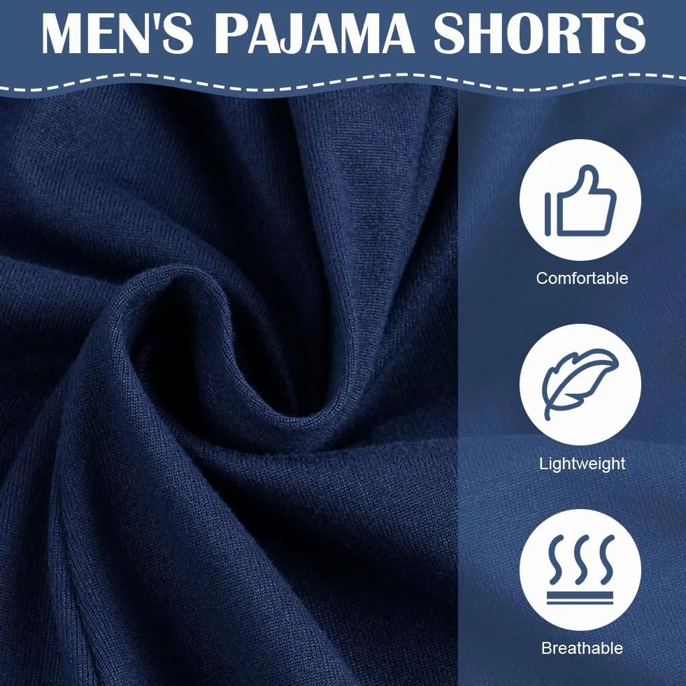 Aomig Pantalon Pijama Corto Hombre, Shorts de Pijama con Bolsillos, Pantalon Corto Casa Hombre Pantalones Cortos Verano Hombre Elástico