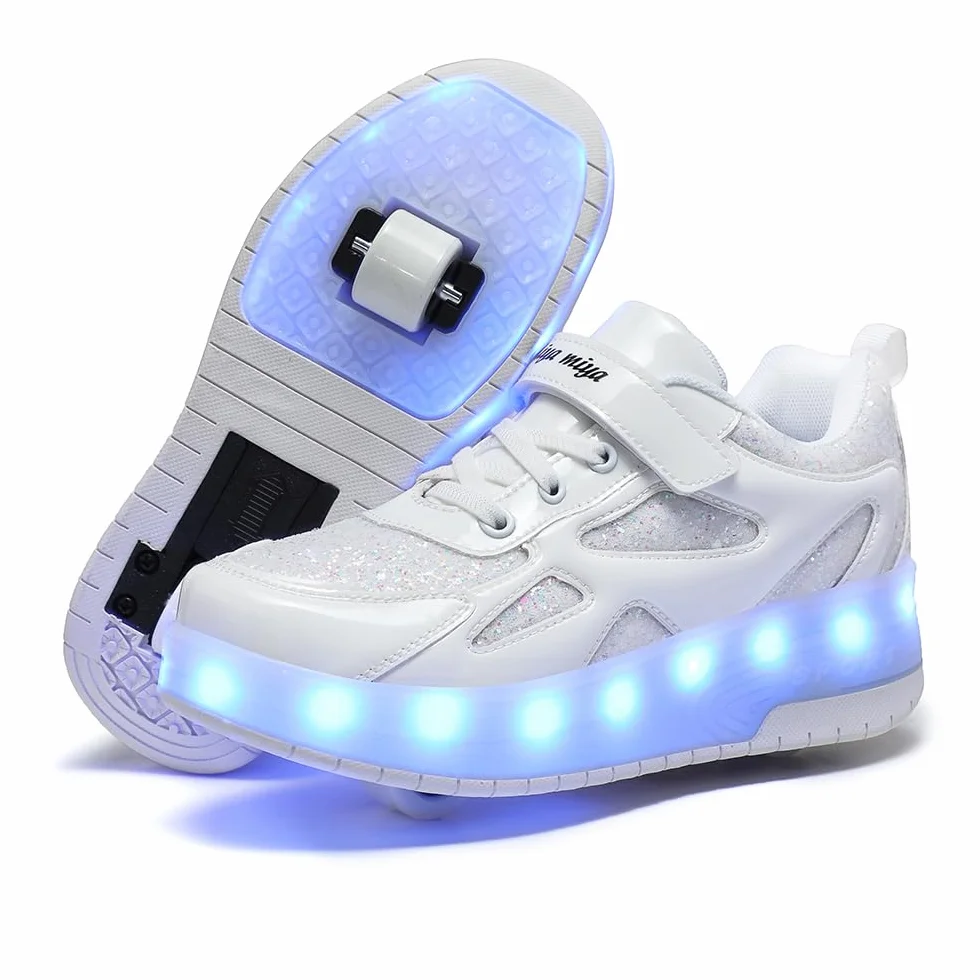 USB Recargar Skateboarding Zapatos Luces LED Coloridos Parpadeante Zapatos de Skate Zapatillas Calzado Deportes de Exterior Gimnástico Sneakers Navidad para Chico