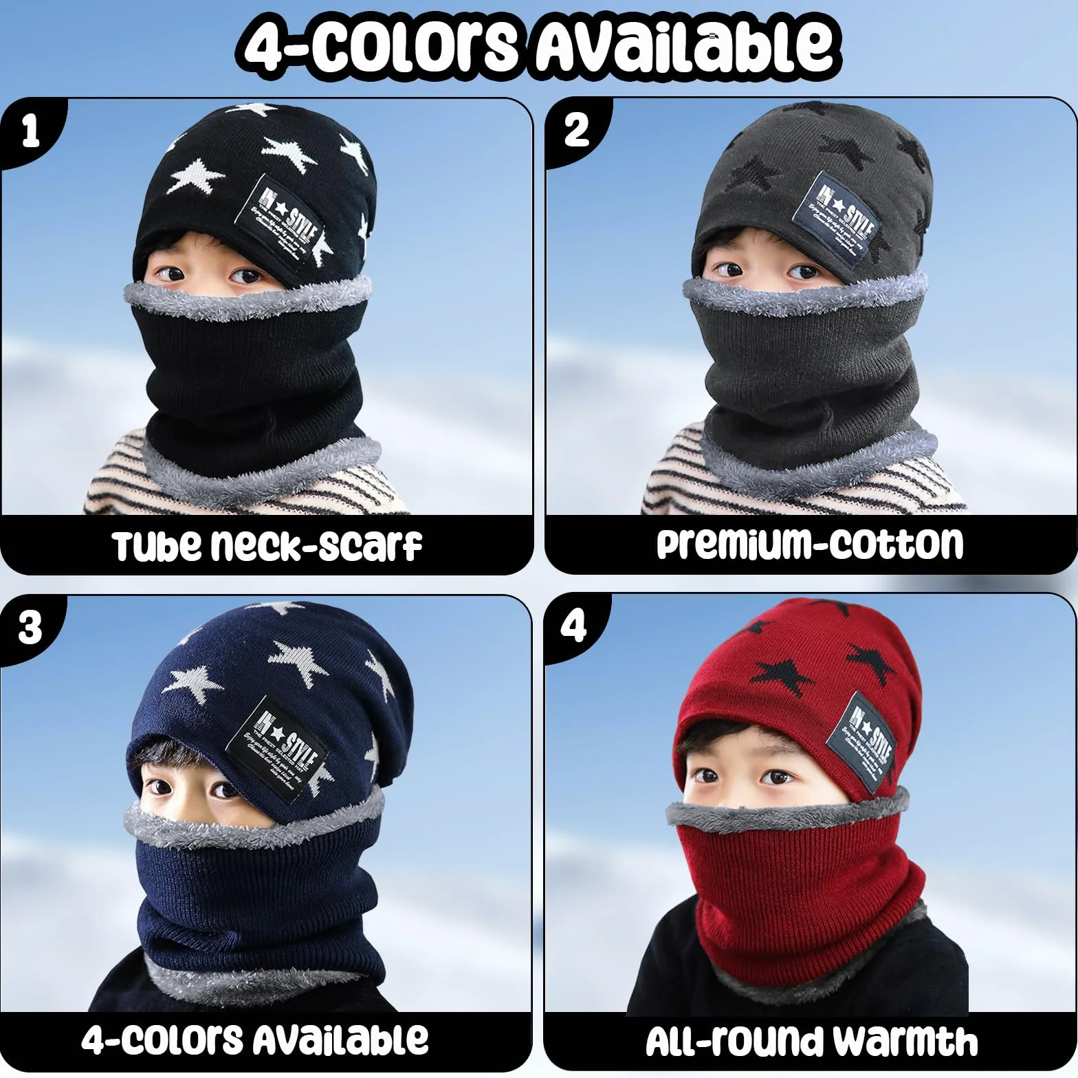 Gorro de Invierno y Braga Cuello Niño, Sombrero de Invierno Bufanda para Niños, Conjunto de Gorro y Bufanda de Tubo Regalo Para Niños Niñas 5-14 Años