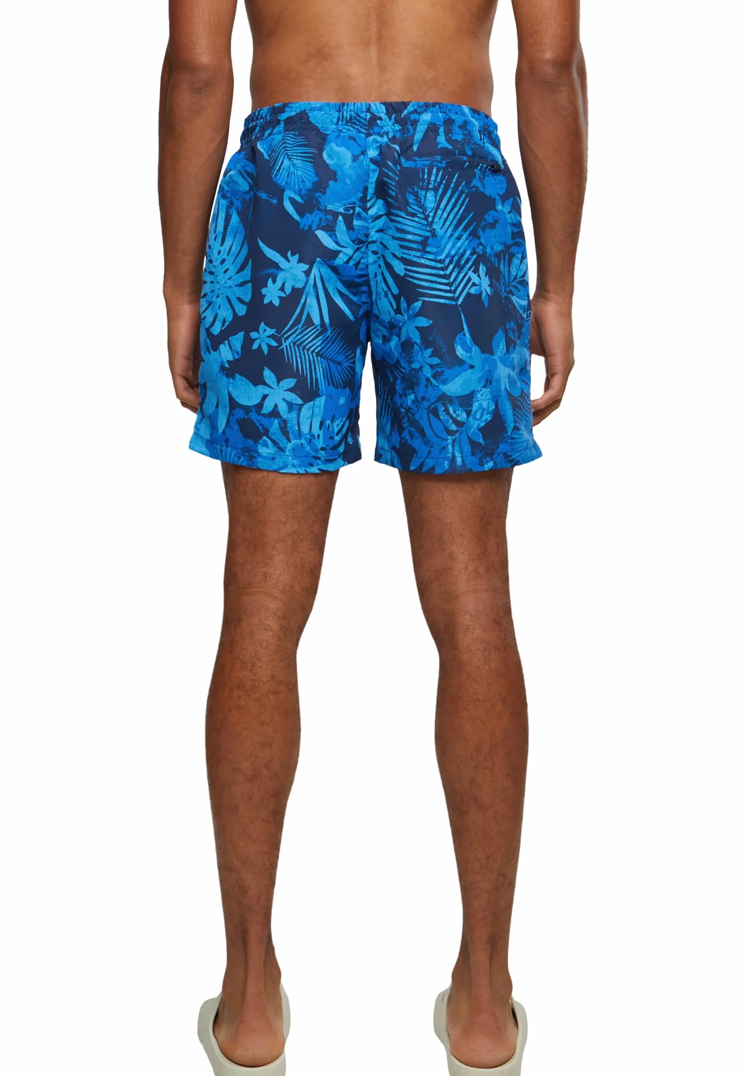 Urban Classics Pattern Palm Hombre Bañador Negro/Aceituna
