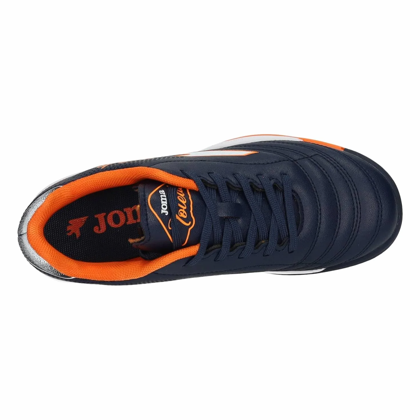 Joma TOJW2503INE Calzado fútbol Sala Indoor Azul Marino y Naranja, Ligera, Suela Durability, Plantilla extraíble y Antideslizante NIÑO Deportivos