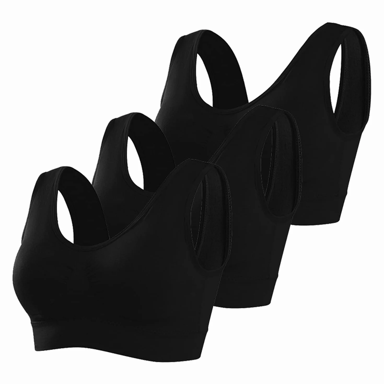 Memoryee Sujetador Deportivo Mujer Tallas Grandes sin Aros con Relleno Push Up sin Costuras Yoga Running Fitness 3 Pack