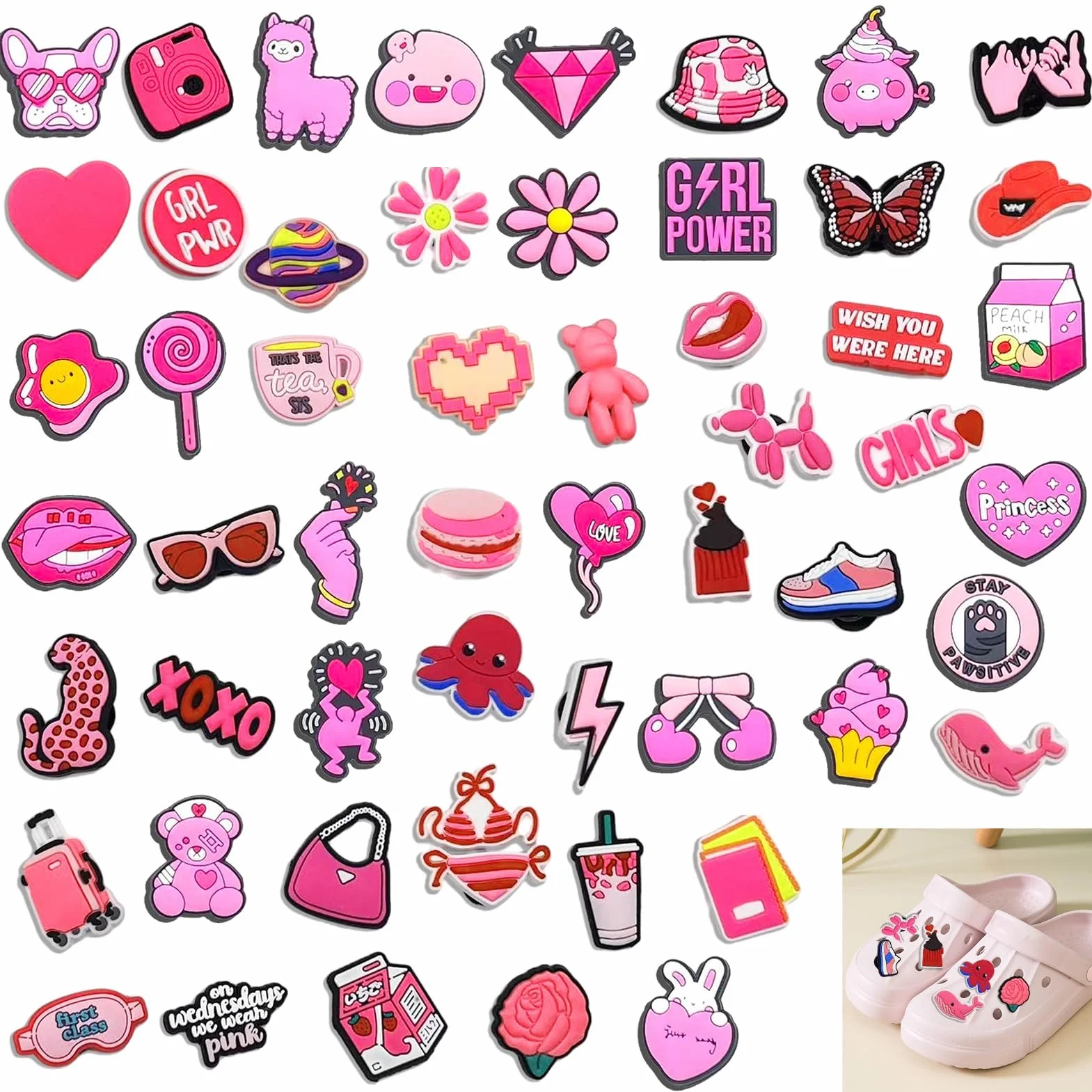 60 Piezas Pin Crocs, PVC Shoe Charms, Jibbitz Crocs, Accesorios Crocs, Pines para Zapatos de Crocs, Adornos de Zapatos, para Adultos, Niños y Niñas