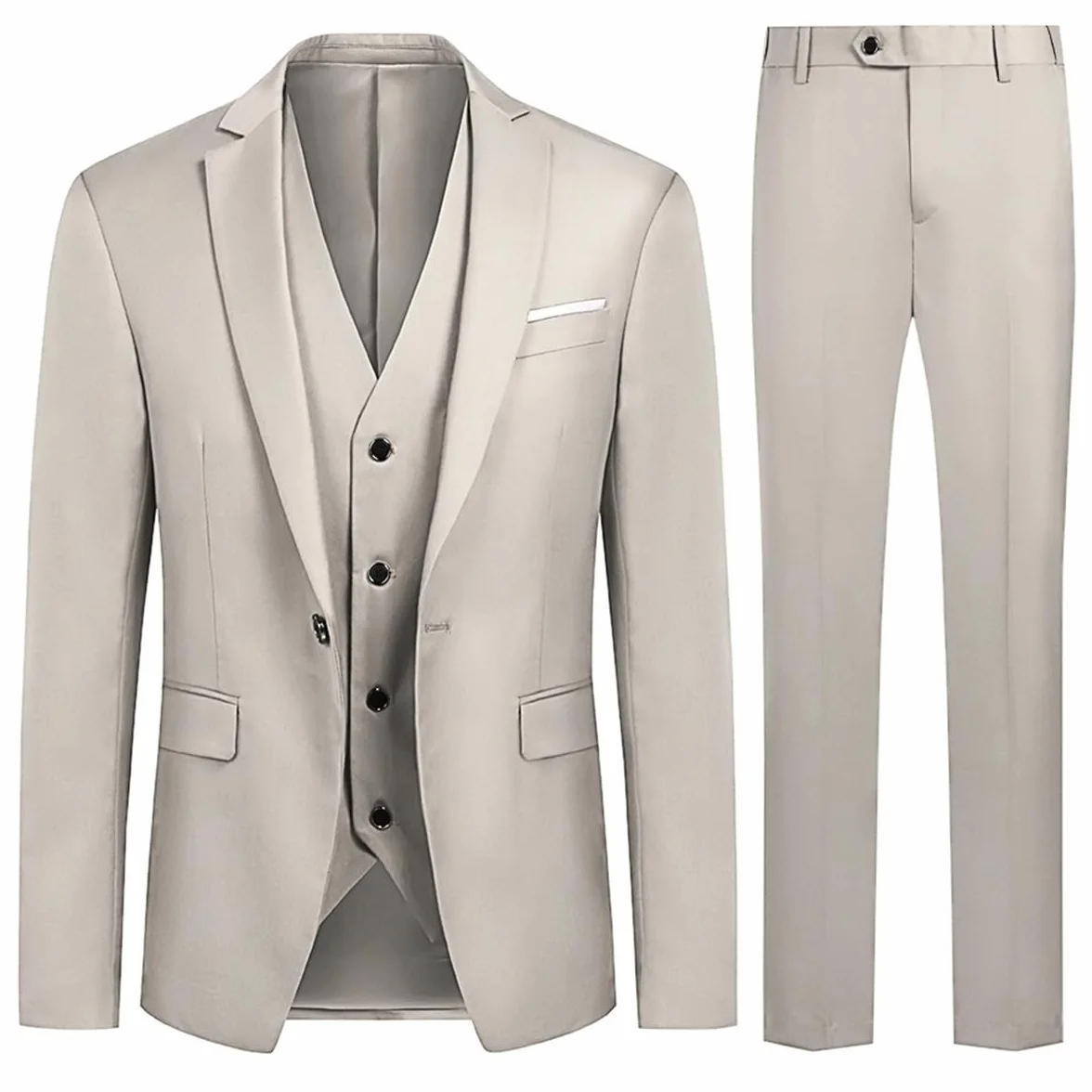 Allthemen Trajes para Hombre 3 Piezas Slim Fit Boda Esmoquin Formal Un botón Cerrar Blazers Chaqueta Chaleco Pantalones