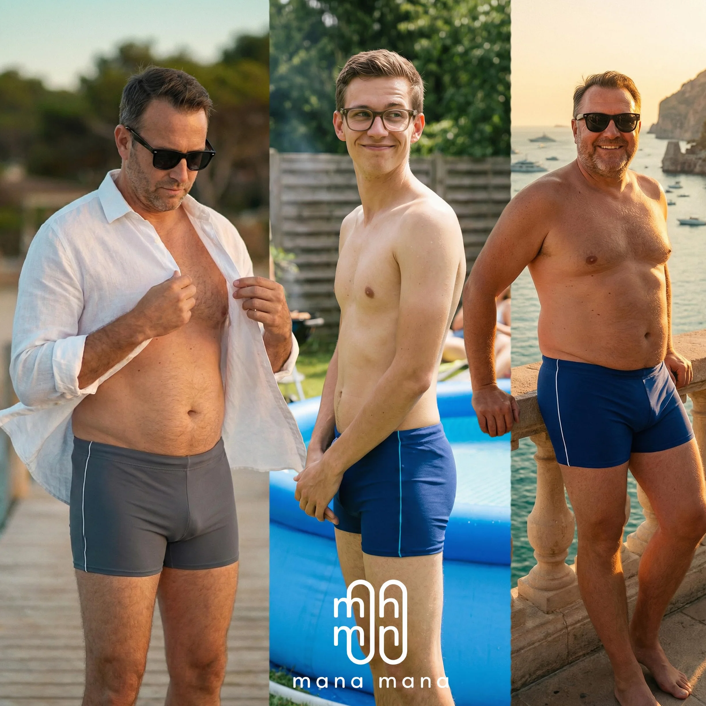 MANA MANA Bañador Hombre Bañador Piscina Hombre Secado Rápido Cintura Elástica con Cordón Ajustable Bañador Hombre para Natación Playa Vacaciones Tallas Grandes