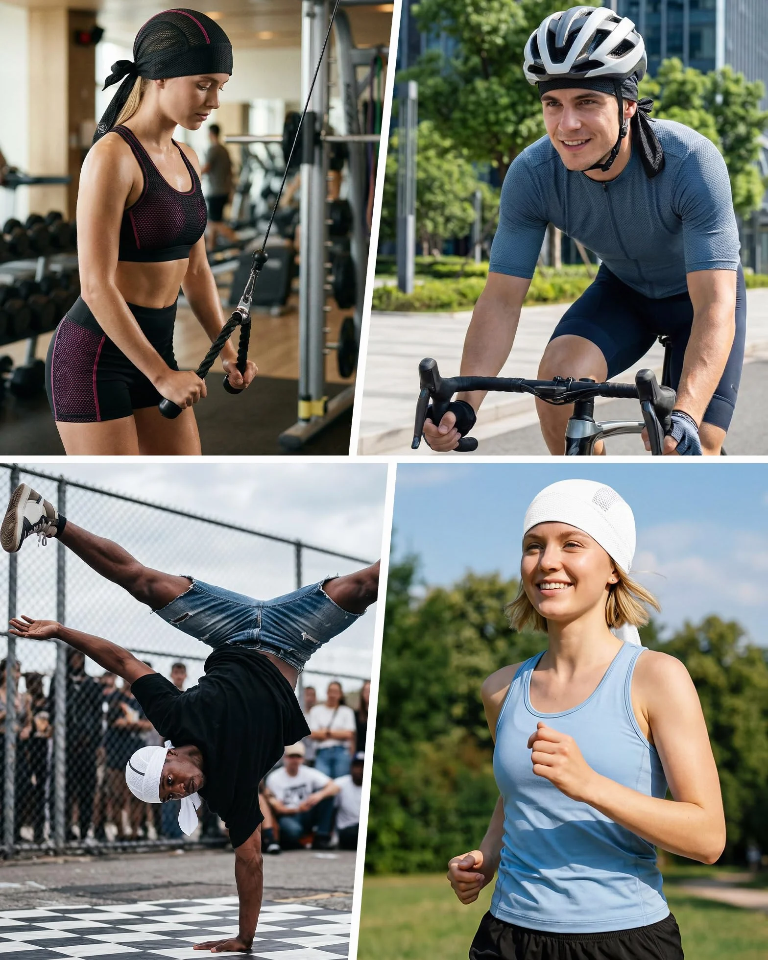 GXCROR Gorro Bajo Casco de Ciclismo, Bandana Deportiva Transpirable Hombre Mujer, para Moto y Running