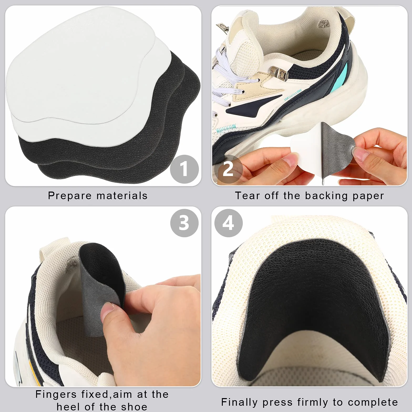 8 Pares de Reparación de Talón Zapato Reparación de Orificio de Zapatilla Parche de Zapatilla Parche Autoadhesivo de Talón de Zapato Parche de Prevención de Roto de Zapato, Grande y Pequeño