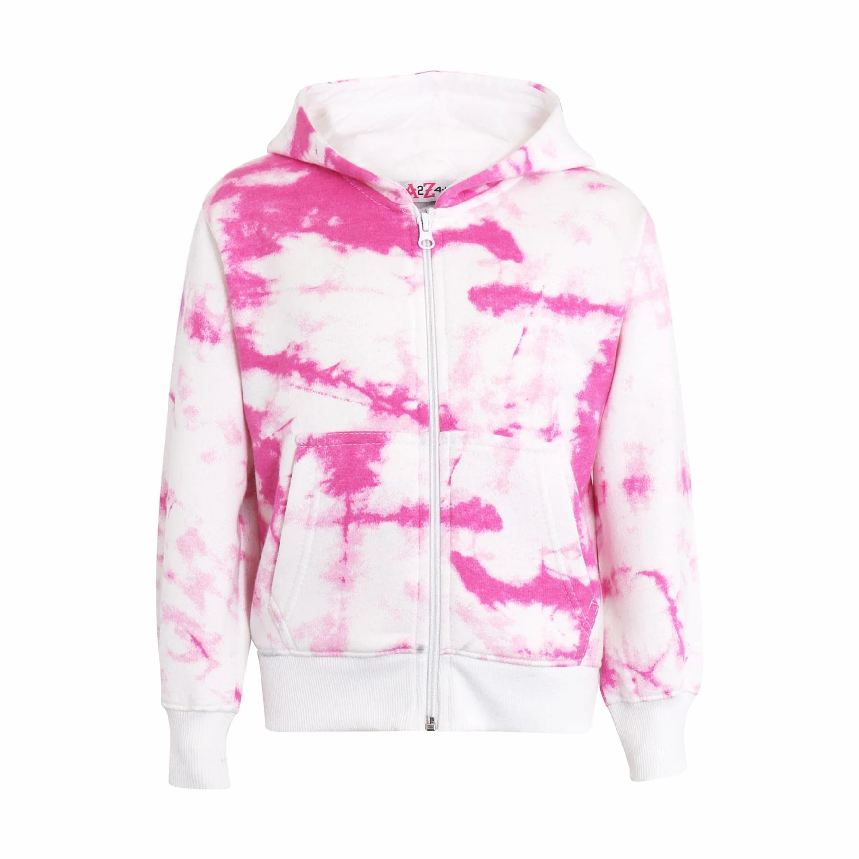 A2Z 4 Kids Chándal para niñas con estampado de teñido anudado, forro polar, naranja, con capucha y cremallera en la parte inferior, para correr de 5, 6, 7, 8, 9, 10, 11, 12, 13 años