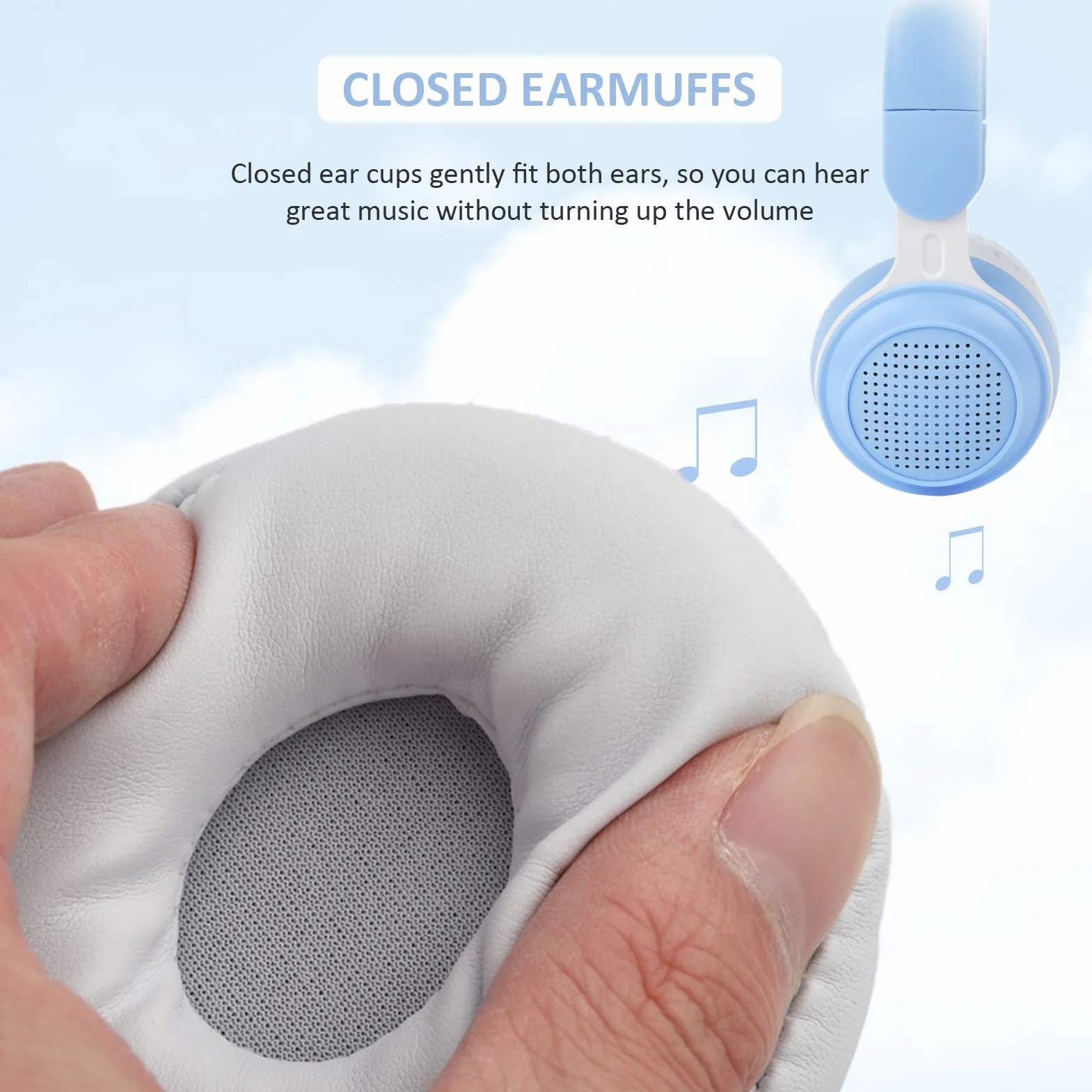 Auriculares para Niños, Auriculares Bluetooth 5.0 con Oreja de Conejo, Auriculares Inalámbricos Plegables con Luz LED sobre la Oreja, Soporte TF/AUX, Regalos para Niños, Niños Pequeños,(Azul)