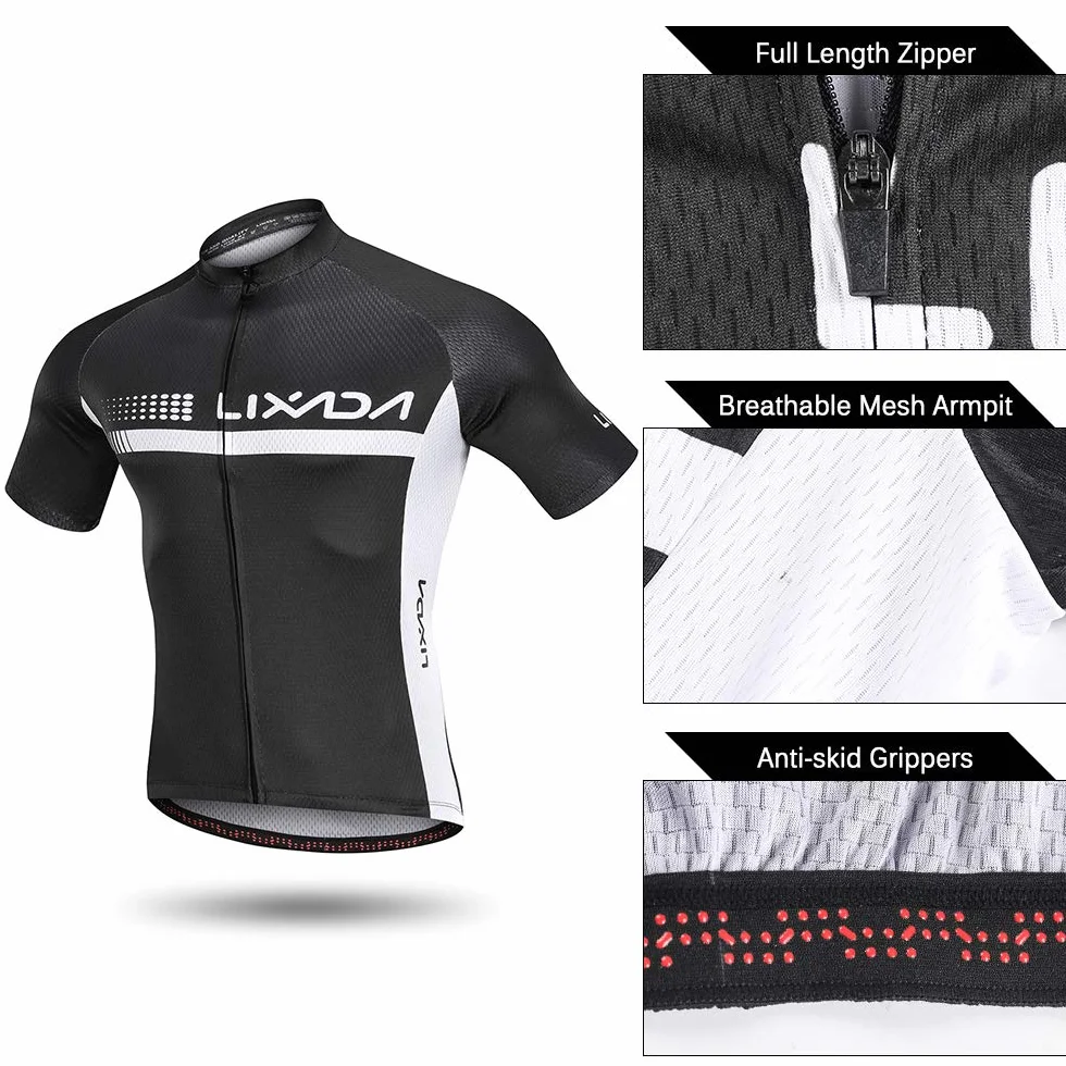 Lixada Traje Ciclismo Hombre, Ropa Ciclismo Hombre Culote Bicicleta Hombre Equipacion Ciclismo Hombre Mallot y Culot MTB, Jersey + Pantalones Cortos y Babero MTB TranspirableAcolchado para Ciclismo