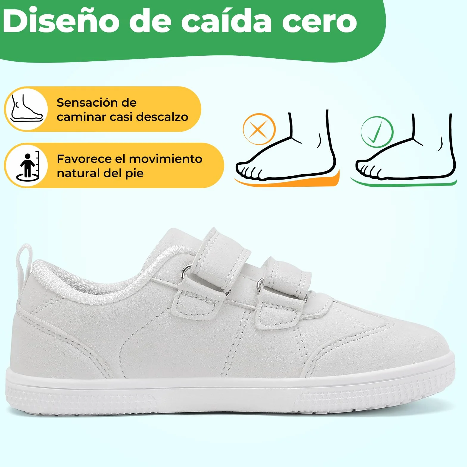 Saguaro Zapatillas Barefoot Casuales para niños con Cierre de Gancho y Bucle, para el día a día y el Colegio, Gr.25-35
