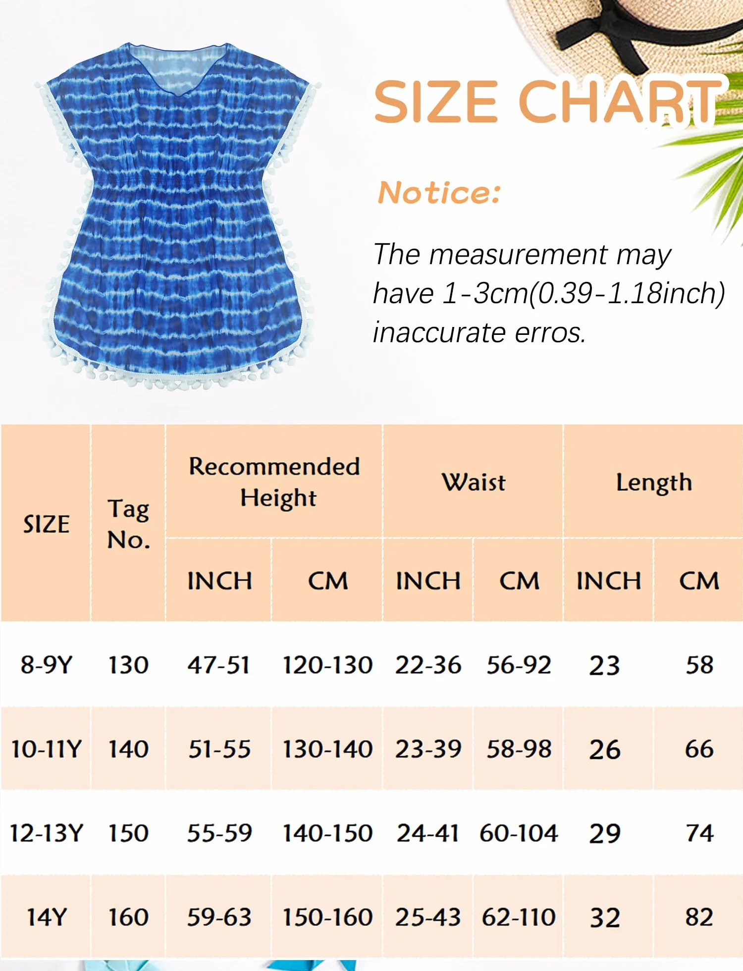 Traje de baño para niña, para pareo, para playa, vestido de playa, 8-14 años