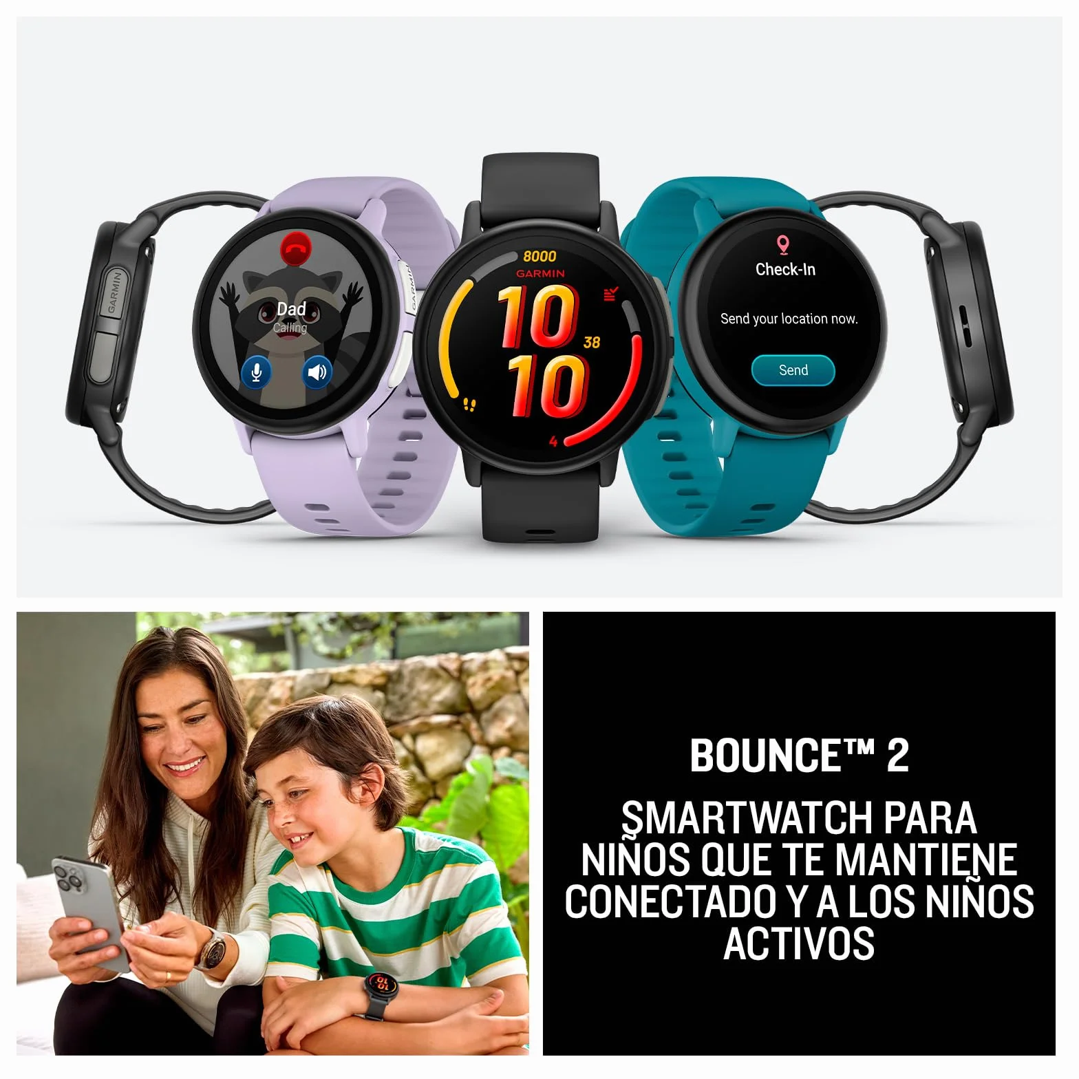 Garmin Bounce 2, Smartwatch y Monitor de Actividad física para niños, Apto para Nadar, Correa Ajustable, hasta 2 días de duración de la batería, Negro