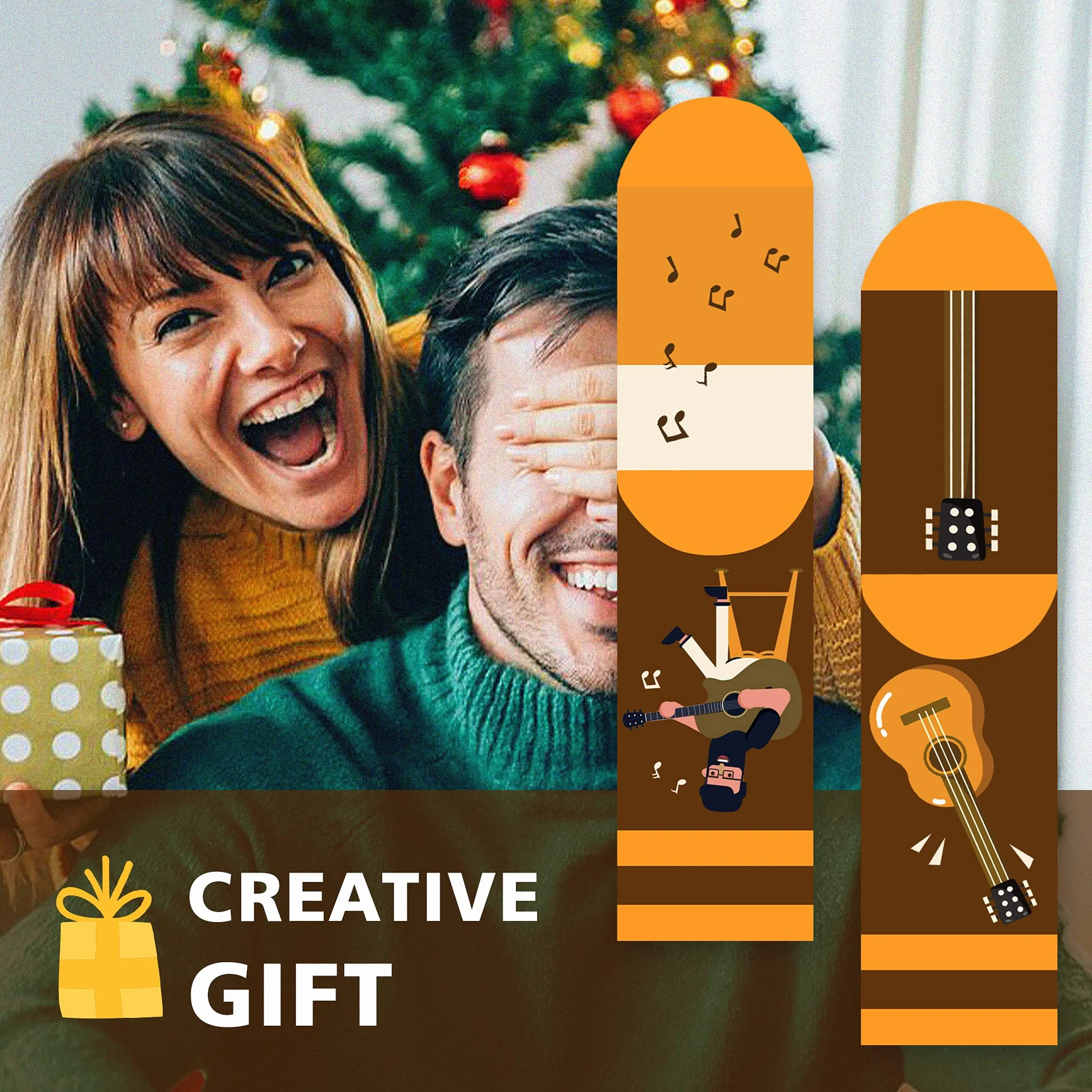 AGRIMONY Divertidos Calcetines de Guitarra para Hombre y Mujer-Regalos Originales para Navidad Cumpleaños