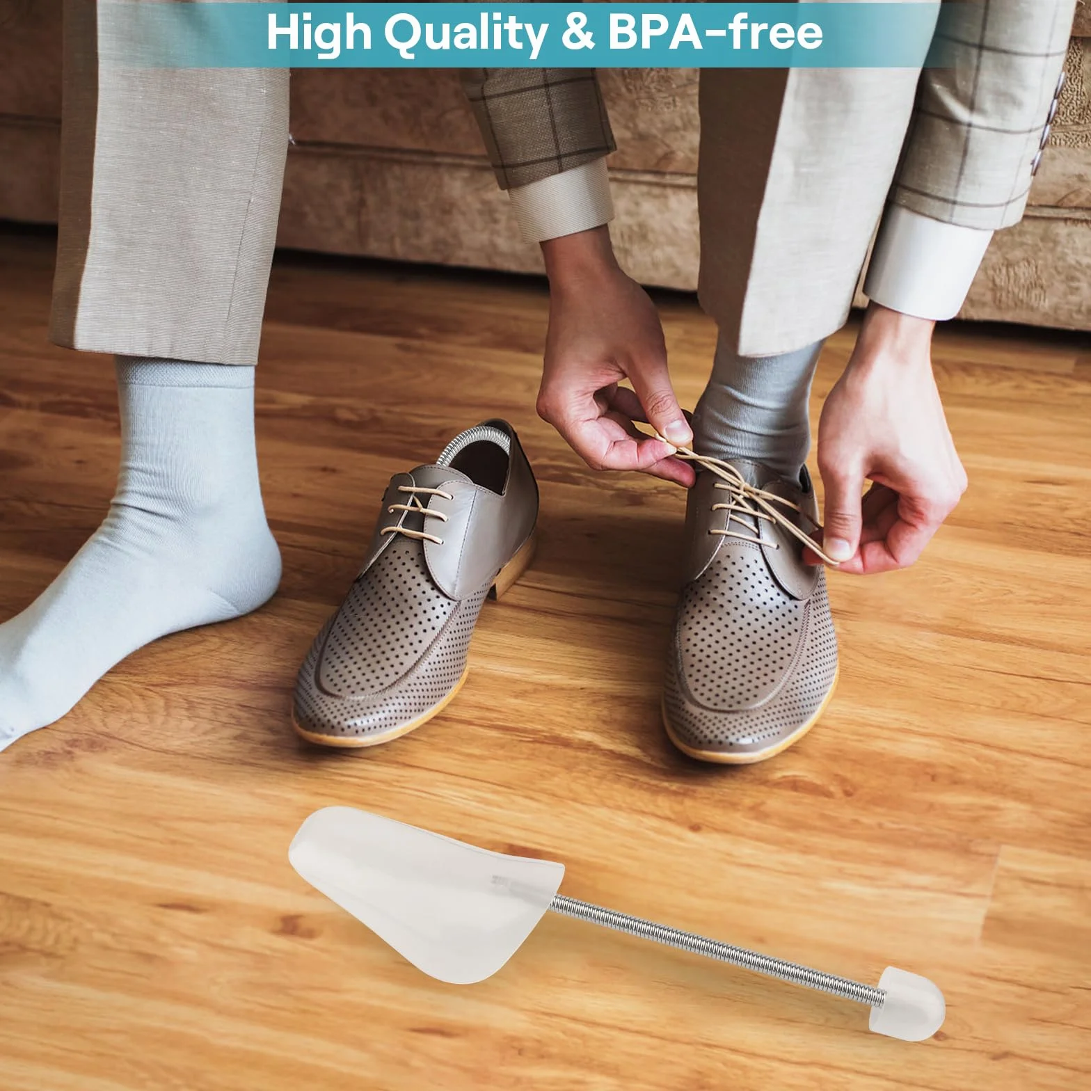 4 Pares Hormas para Zapatos Hombre, Ensanchador de Zapatos Ajustable de Resorte, Hormas Zapatos para Zapatos Casuales, Zapatos de Cuero, Talla 40-47