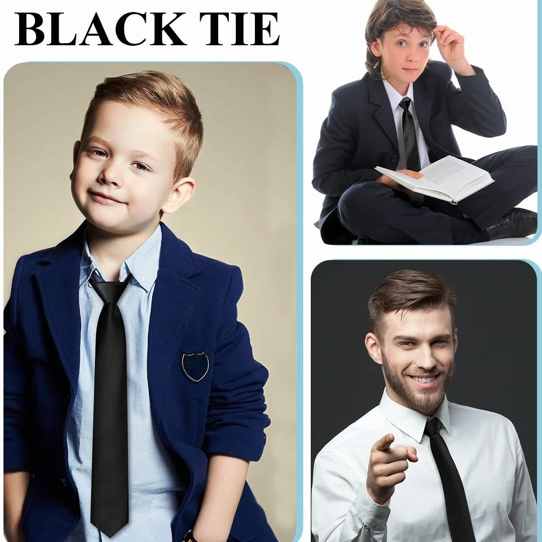 Corbata pre-atada de microfibra lisa y ajustable para niños, Ideal para ocasiones formales y escolares, Con hebilla de torre para mayor comodidad y estilo, 1pcs