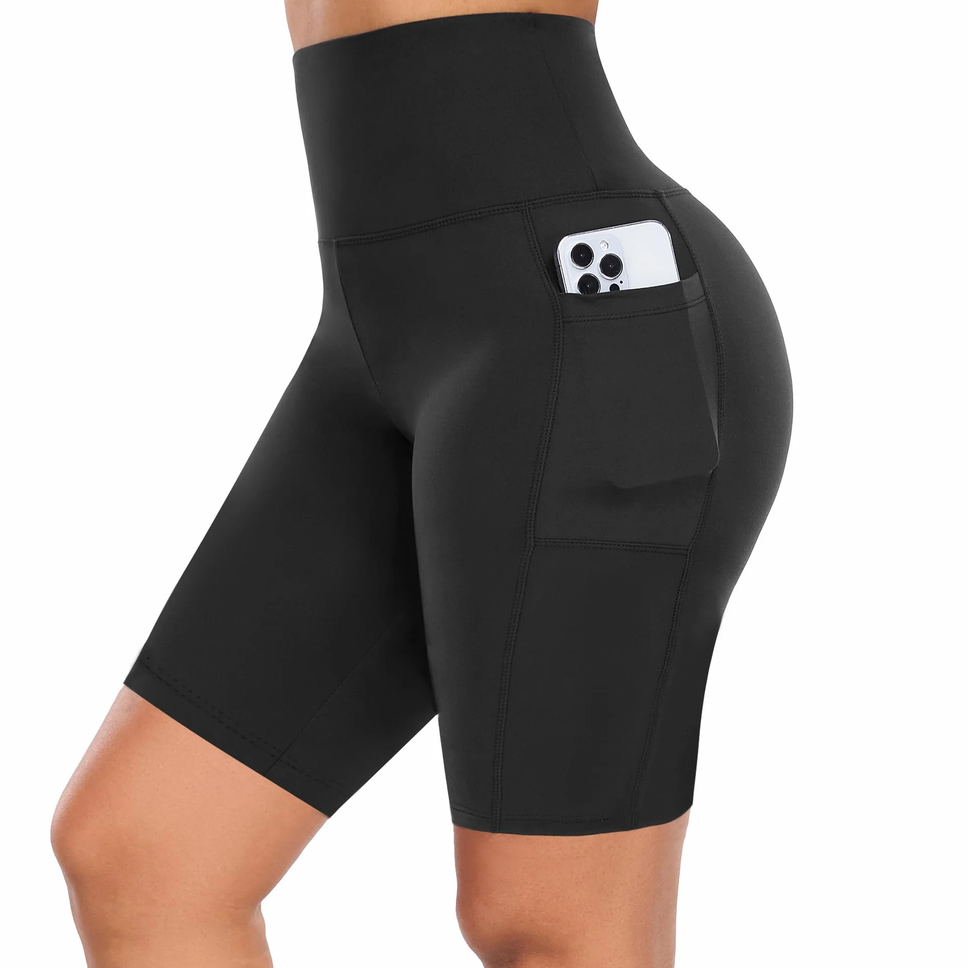 Pantalones Cortos Deporte Mujer Cintura Alta Shorts Leggins Pantalones Cortos de Yoga para Correr Gym Fitness Mallas Deportivos con Bolsillos Laterales GI371