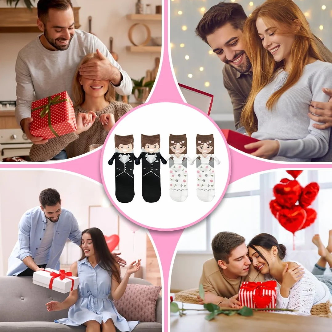 2 Piezas Calcetines de Boda Para Hombres y Mujeres, Lindos Para Parejas, Regalos Divertidos Para Recién Casados, Para Novia y Novio, Regalos para la Pareja en su Día Especial