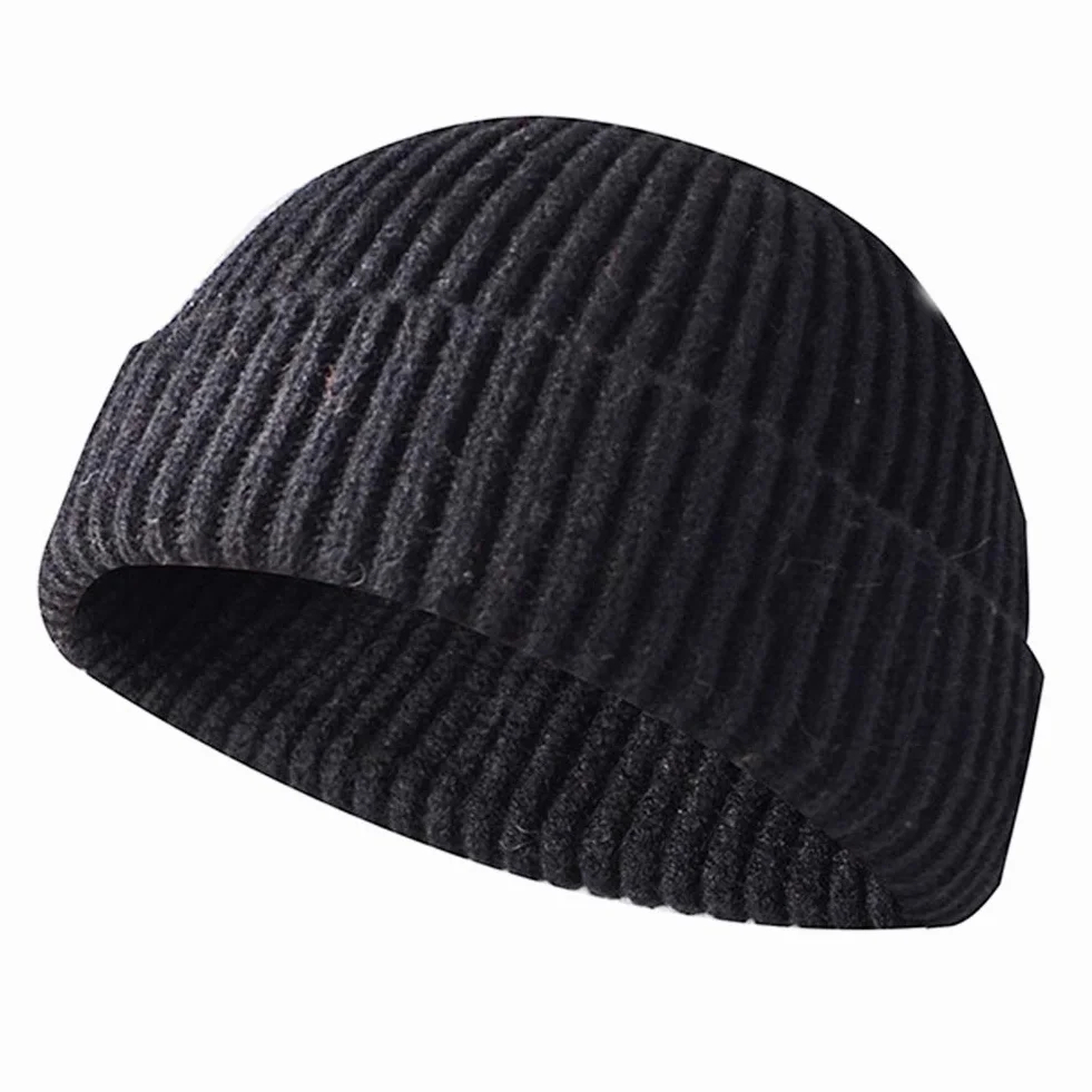 JFAN Gorro Docker de Punto Forro Polar Beanie de Lana Gorro con Vuelta Sombreros Cálidos de Invierno Gorro de Pescador Skullcap