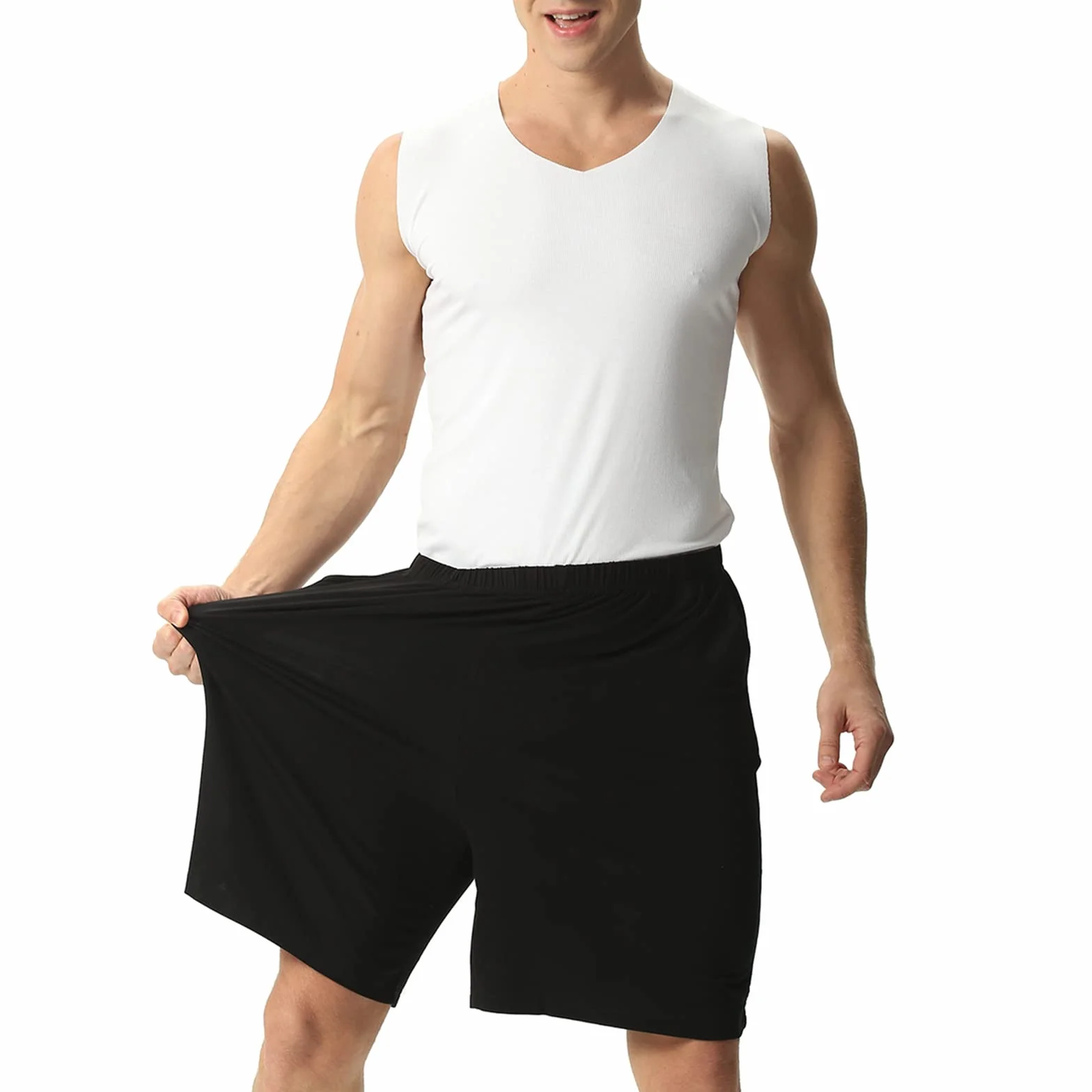 amropi Pantalones Cortos de Pijama para Hombre Cintura Elástica Shorts Deportivos con Bolsillos M-8XL