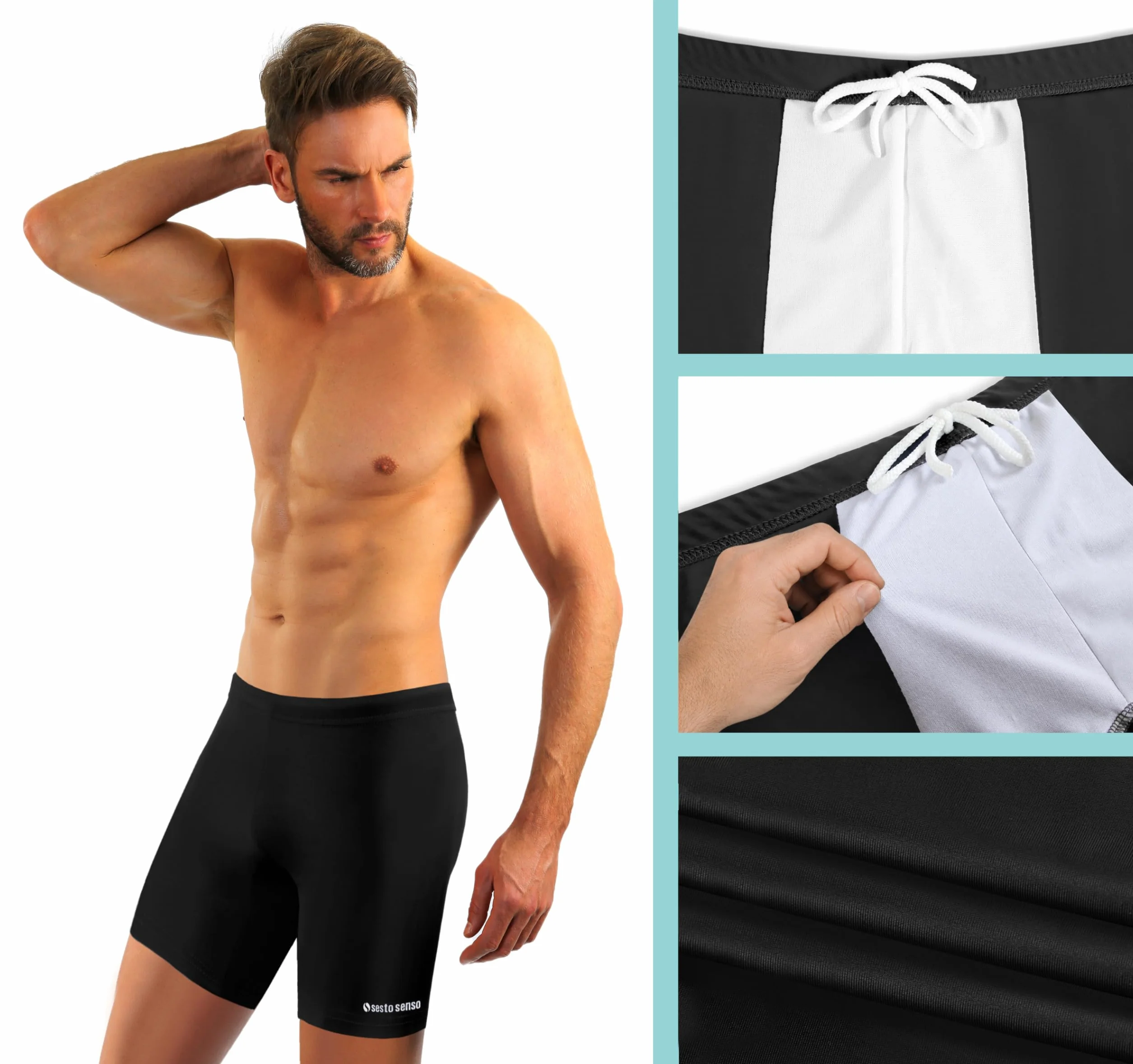 Sesto Senso bóxer de natación para Hombre Traje de baño Largo Ajustado Surf Vela Deportes acuáticos