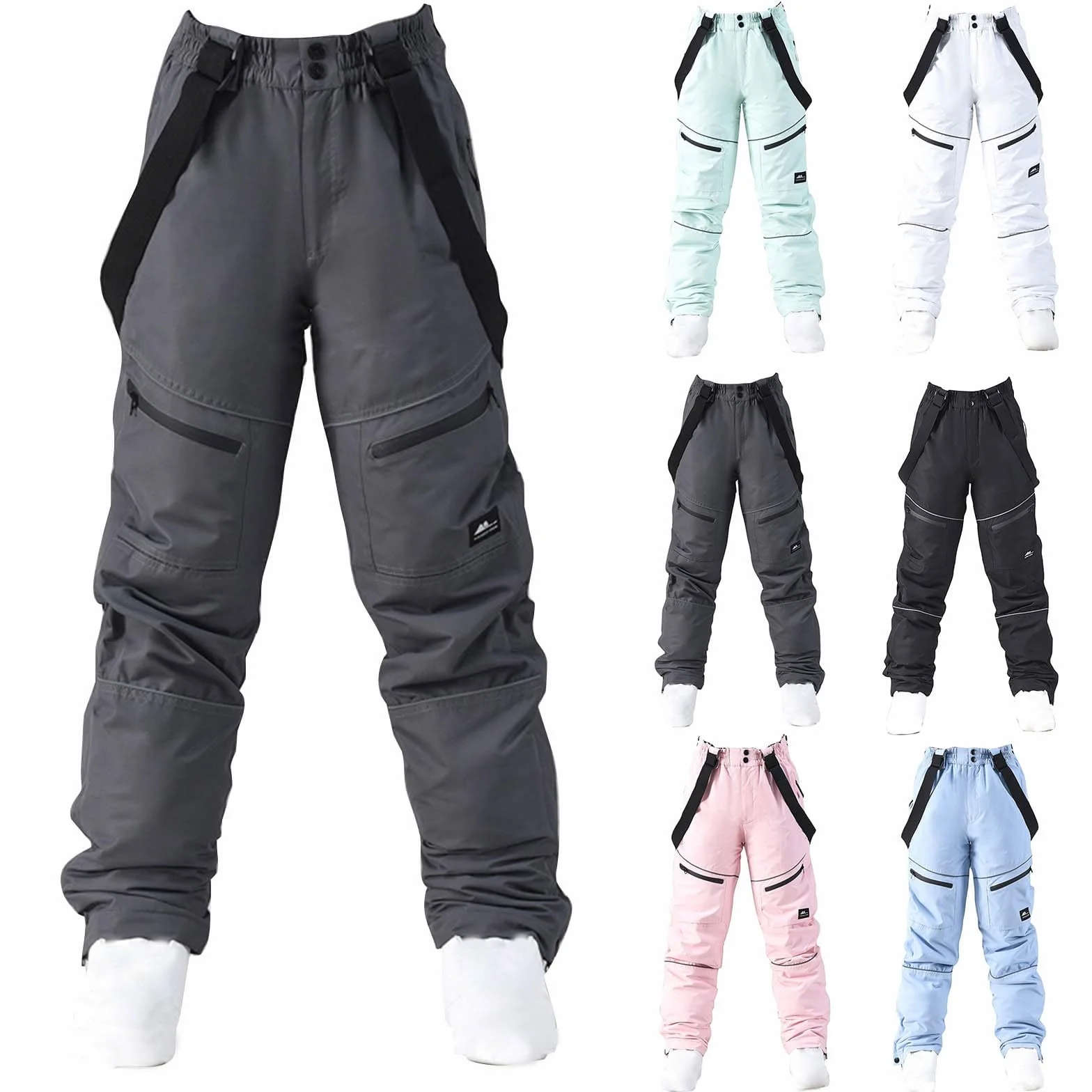 Pantalones de esquí térmicos impermeables y resistentes al viento para mujer, overoles holgados de pierna recta, holgados, pantalones de nieve cálidos de lujo, pantalones largos de primera