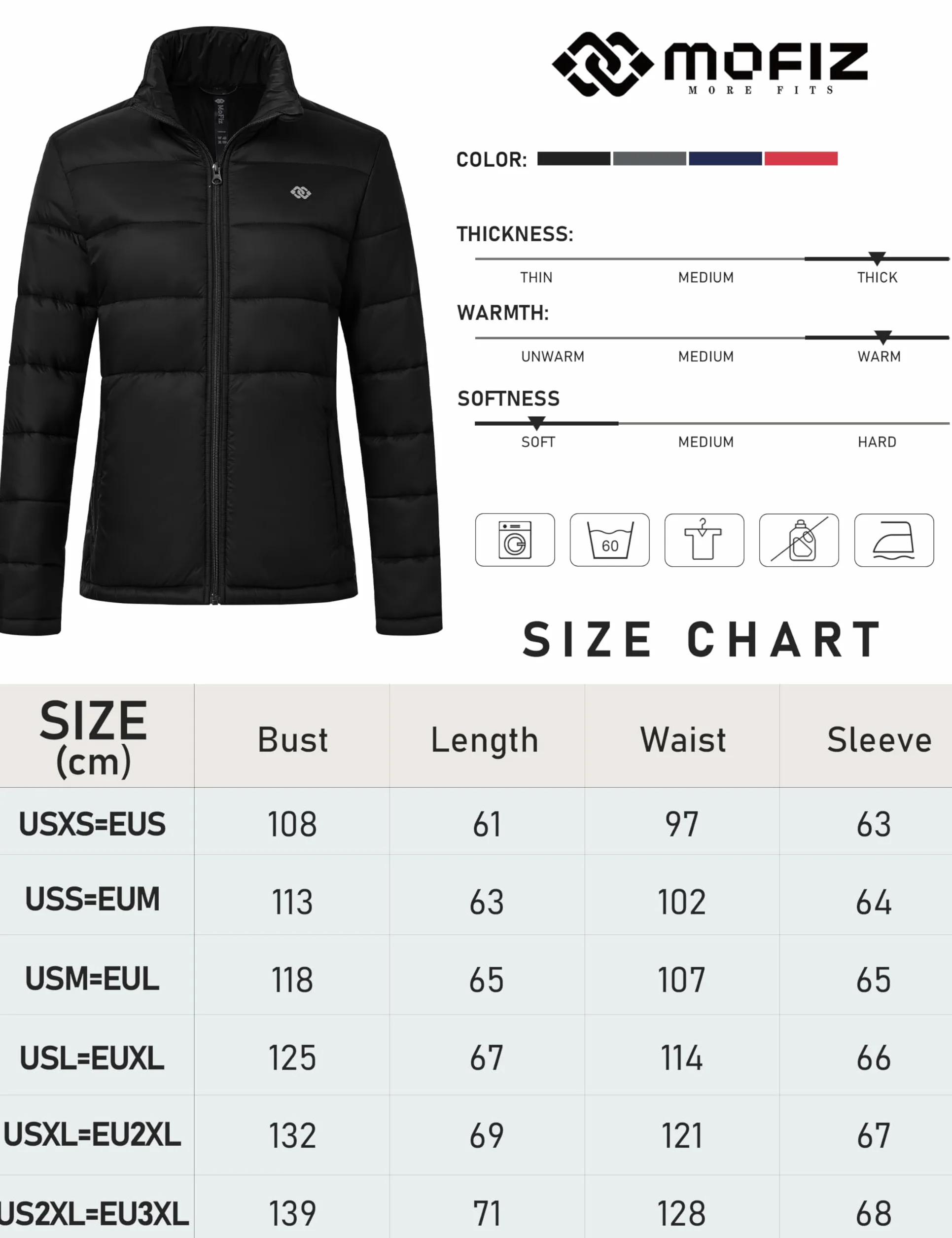MoFiz Chaqueta de Pluma Ligero Mujer Chaqueta de Plumón Invierno Cálido Plumiferos Abrigo Antiviento con bolsillo