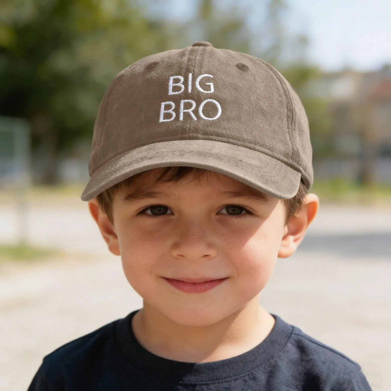 Gorra de béisbol para niños con bordado, gorro lavado oscuro con texto Big Bro, gorra ligera y transpirable para niños y niñas