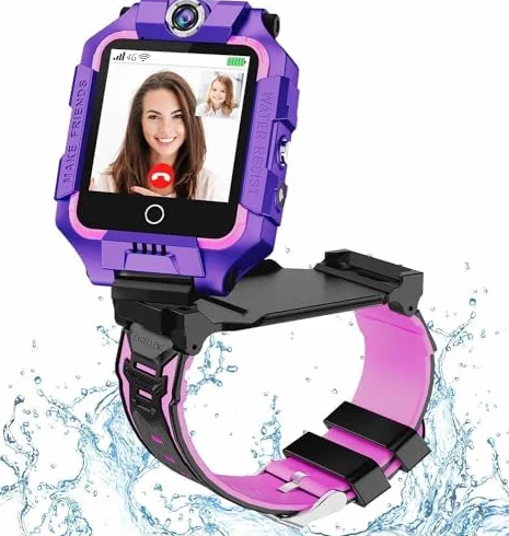 OKYUK Reloj Inteligente GPS 4G para Niños 4-12 años con Llamadas Bidireccionales, SOS, WiFi, Pantalla Táctil Impermeable