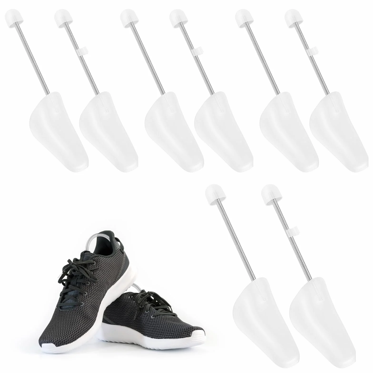 4 Pares Hormas para Zapatos Hombre, Ensanchador de Zapatos Ajustable de Resorte, Hormas Zapatos para Zapatos Casuales, Zapatos de Cuero, Talla 40-47
