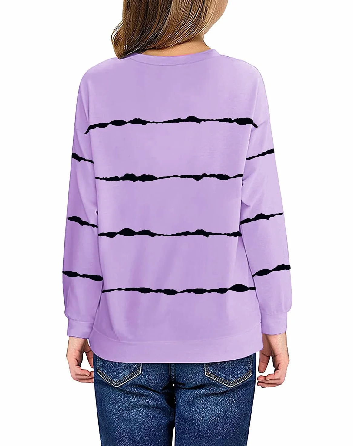 Haloumoning Sudadera Niña Rayas Cuello Redondo Niños Jersey Casual Manga Larga Tops