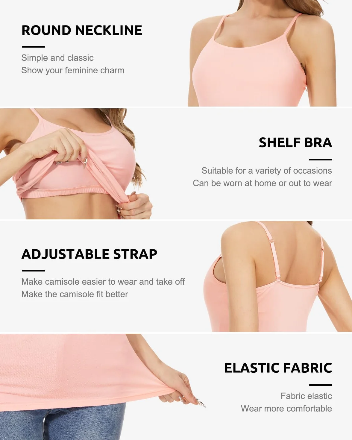 3 piezas de camiseta interior para mujer con sujetador de estante de algodón, tirantes ajustables