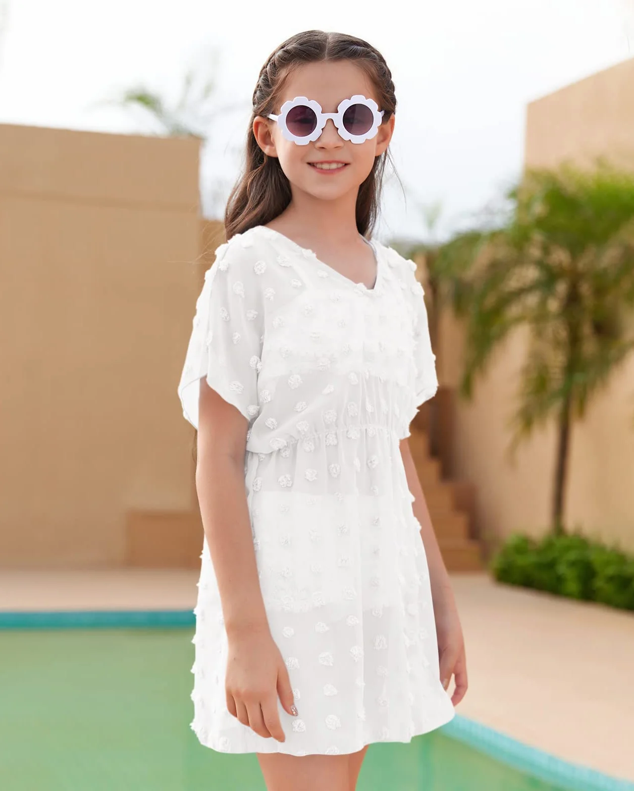 Haloumoning Traje de baño para niña para niños, cubierta de playa, traje de baño, cubierta para traje de baño, bonito vestido de playa