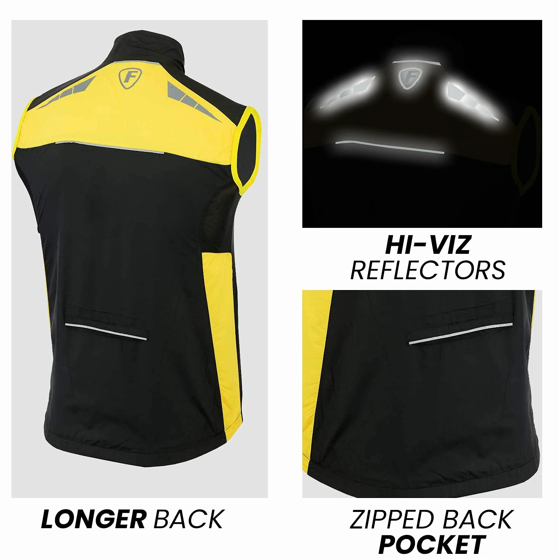 FDX Chaleco de ciclismo hombre, ligero y transpirable, sin mangas, reflectante, cortaviento e hidrorrepelente, ideal para correr, MTB, senderismo, fitness y outdoor