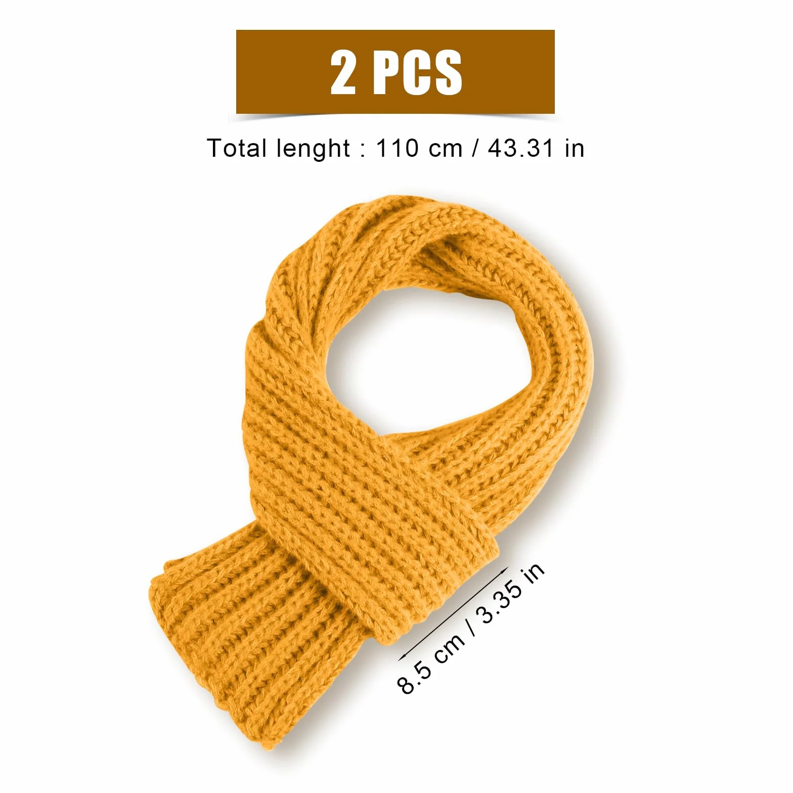 XIHIRCD 2 Bufanda para Niños, Bufandas de Punto Pequeñas Calentador Cuello Invierno Ropa de Invierno para Niños Pequeños, Niñas y Niños en Clima Frío (Jengibre, Naranja Brillante)