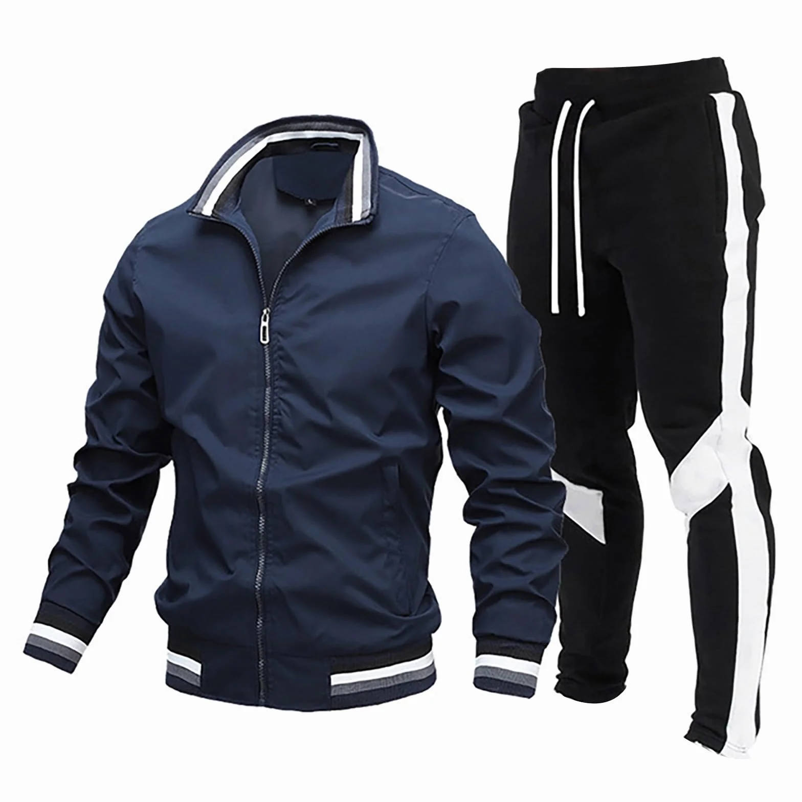 Generisch Chándal para Hombre 2024 Conjunto de 2 Piezas Casual Contraste Deportivo Jogging Conjunto Chándal Chándal Niños Niños