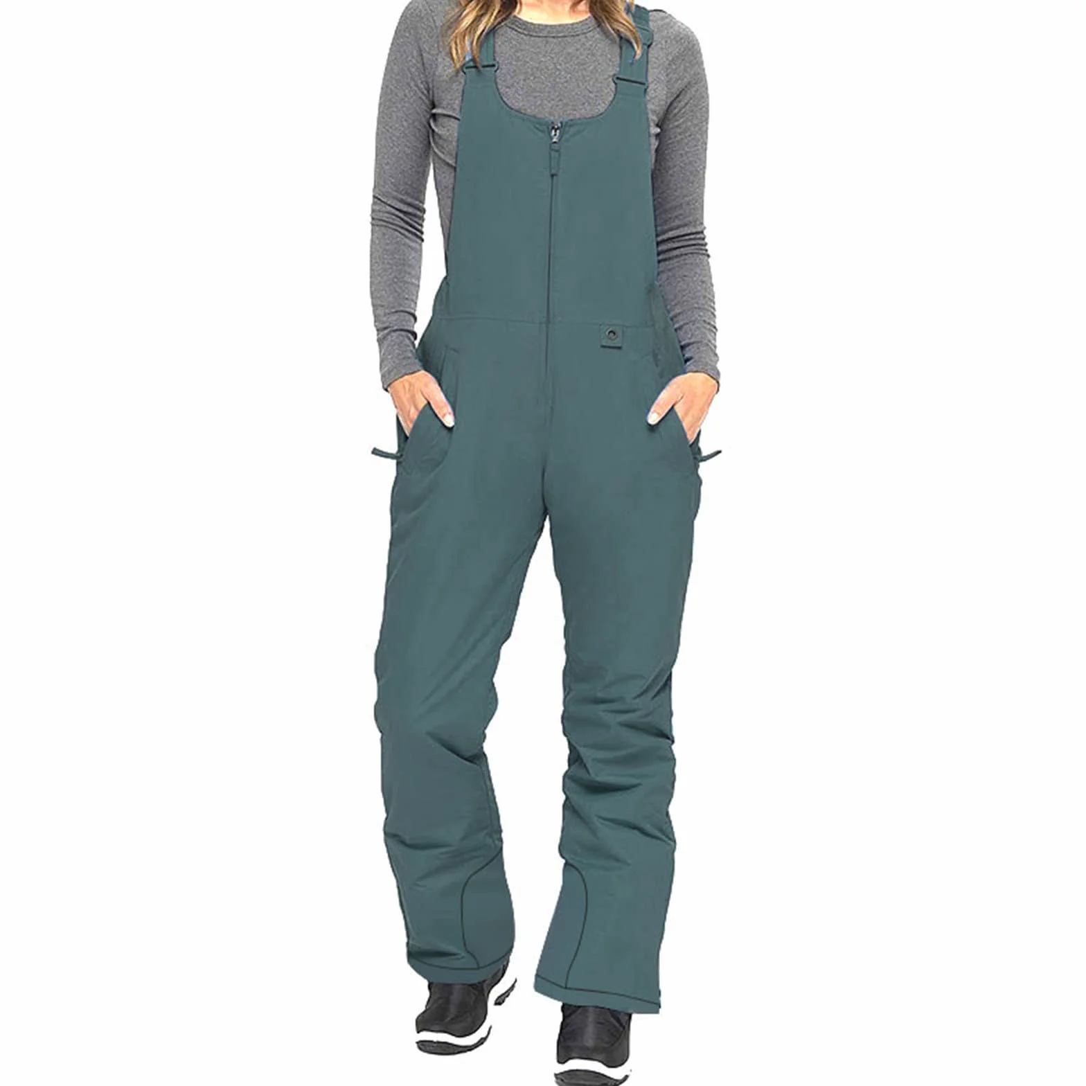 Monos de esquí impermeables para mujer con diseño de Bibs de nieve sin mangas largos Sonw Bib Pantalones esenciales de esquí con aislamiento
