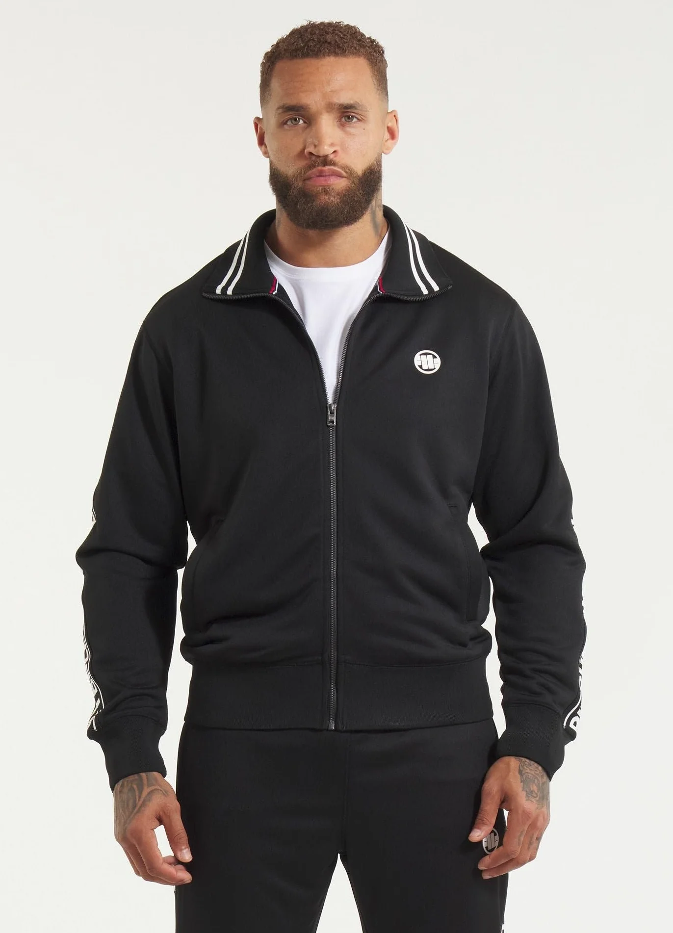 PITBULL Sudadera con Cremallera Hombre Deportiva Oldschool Premium Poliéster - Sudadera Cremallera Hombre con Logo Cintas Jacquard Costuras Reforzadas