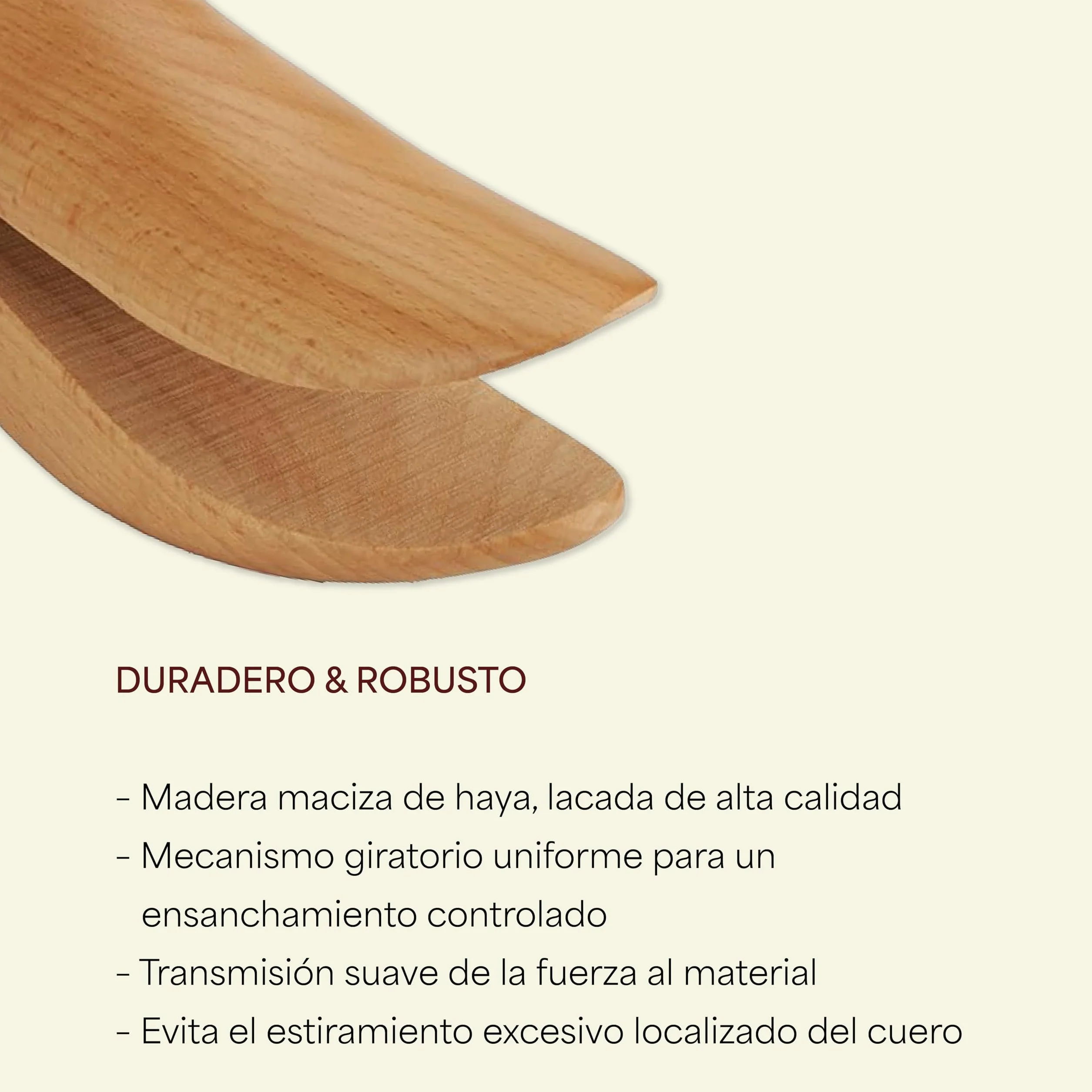 Langer & Messmer alargador de zapatos y botas para la puntera para mujeres contra la presión de los zapatos - de madera maciza de haya incl. spray alargador de cuero 50ml
