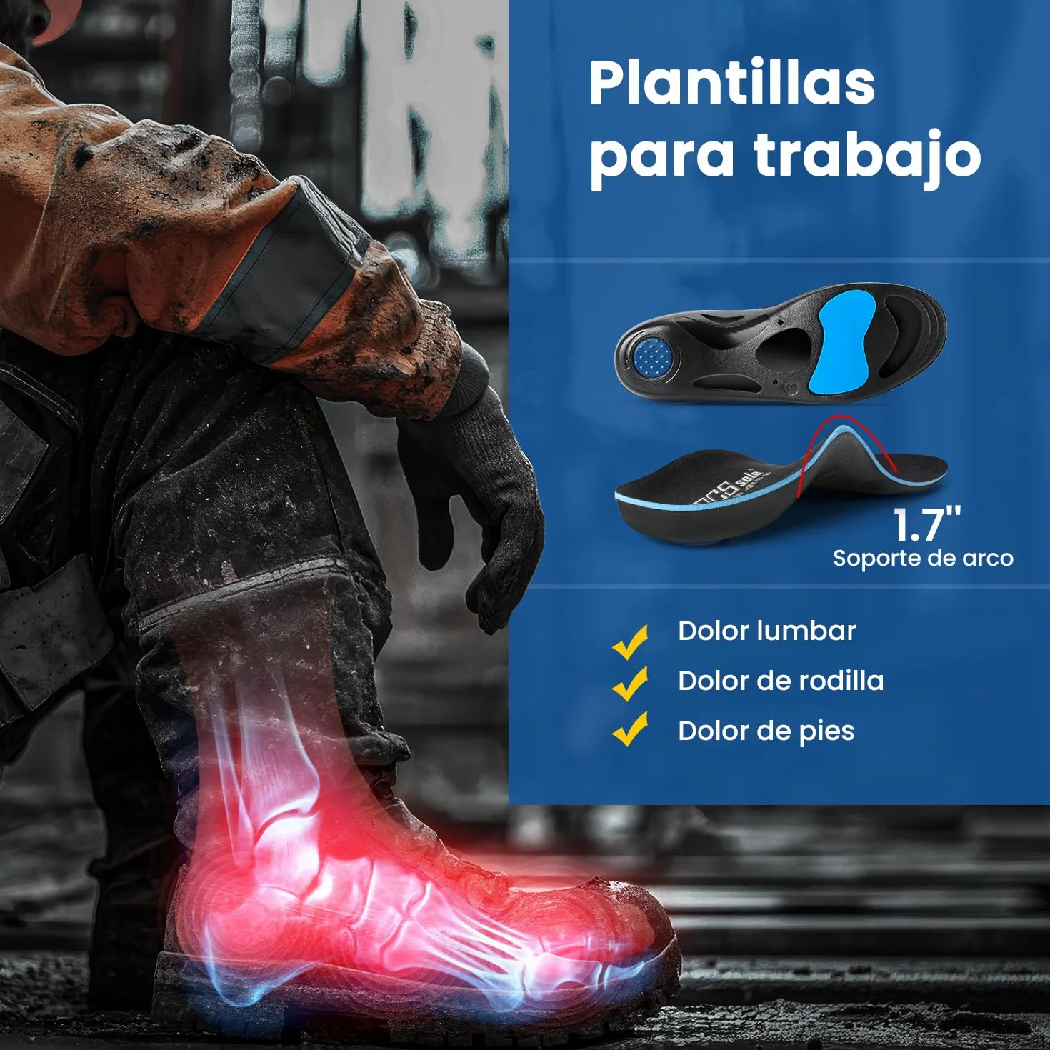 PCSsole Plantillas de soporte ortopédico para arco alto, inserto deportivo cómodo para pies planos, fascitis plantar, dolor en los pies, valgo del pie, sobrepronación para hombres y mujeres