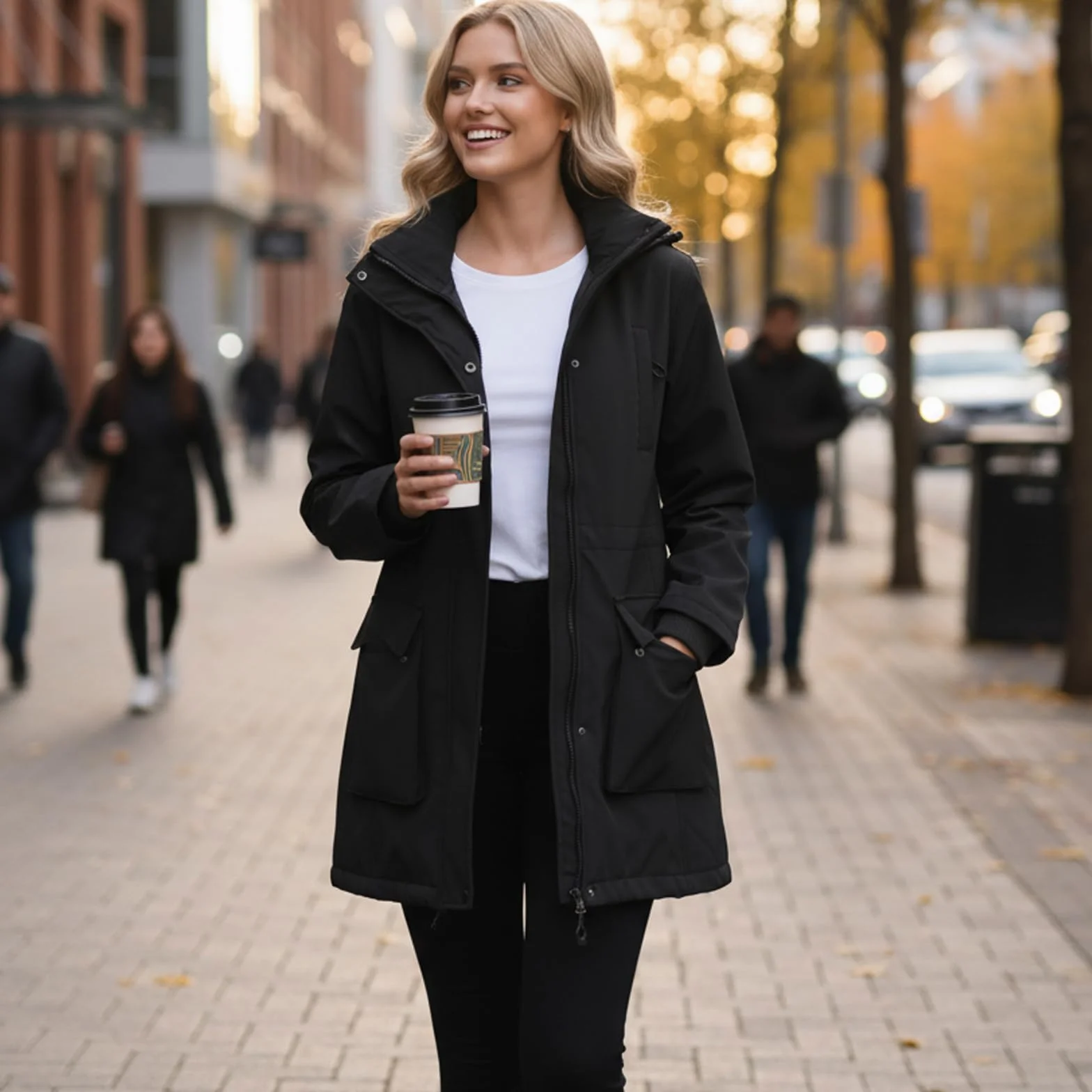 Chaqueta Impermeable Mujer Chaquetas Entretiempo Soft shell largas Abrigo Exteriores Capucha Cortavientos