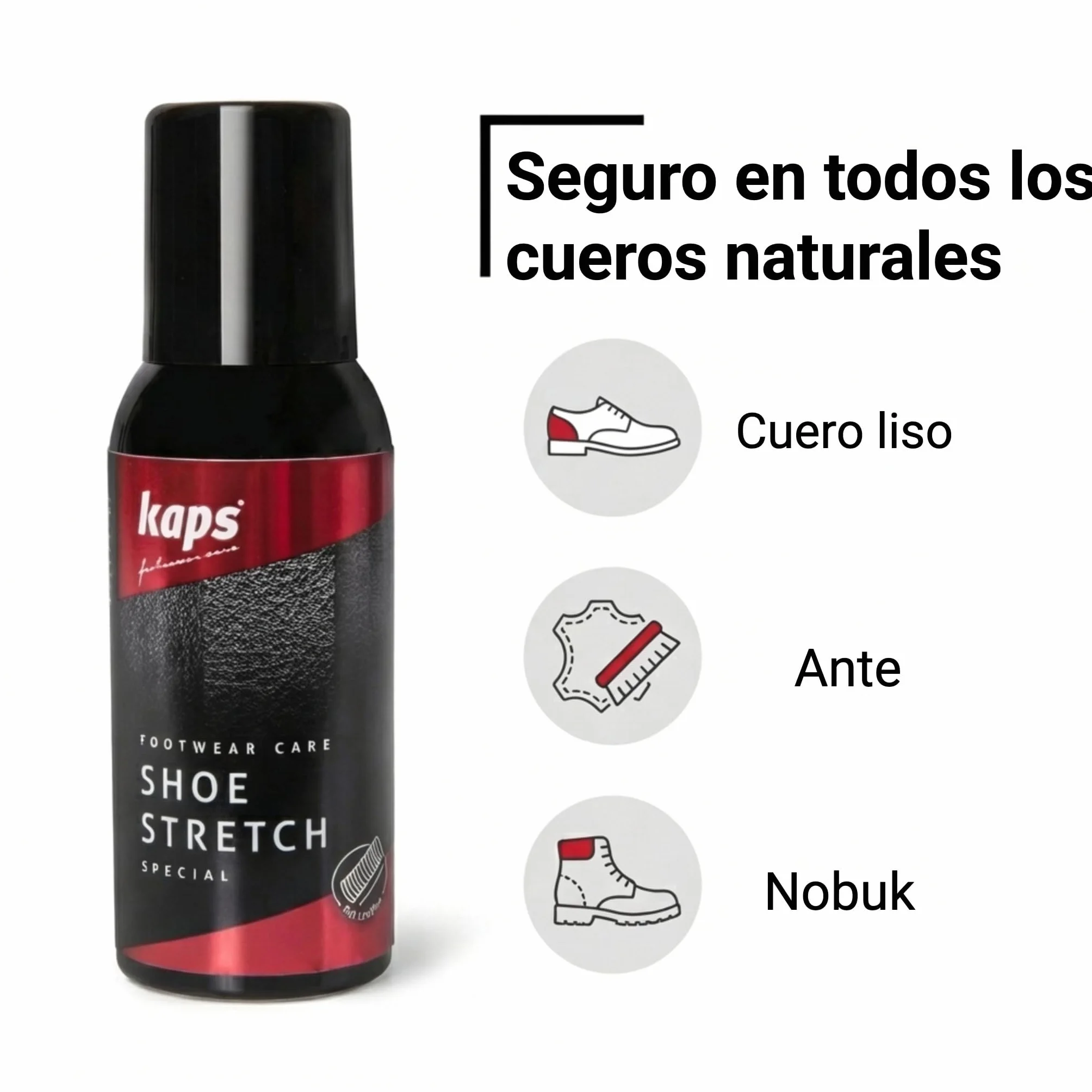 Kaps Spray Dilatador Espuma para Zapatos de Piel - Ablanda Zapatos Rígidos y Elimina Puntos de Presión - Estirador de Botas - Ideal para Calzado Nuevo